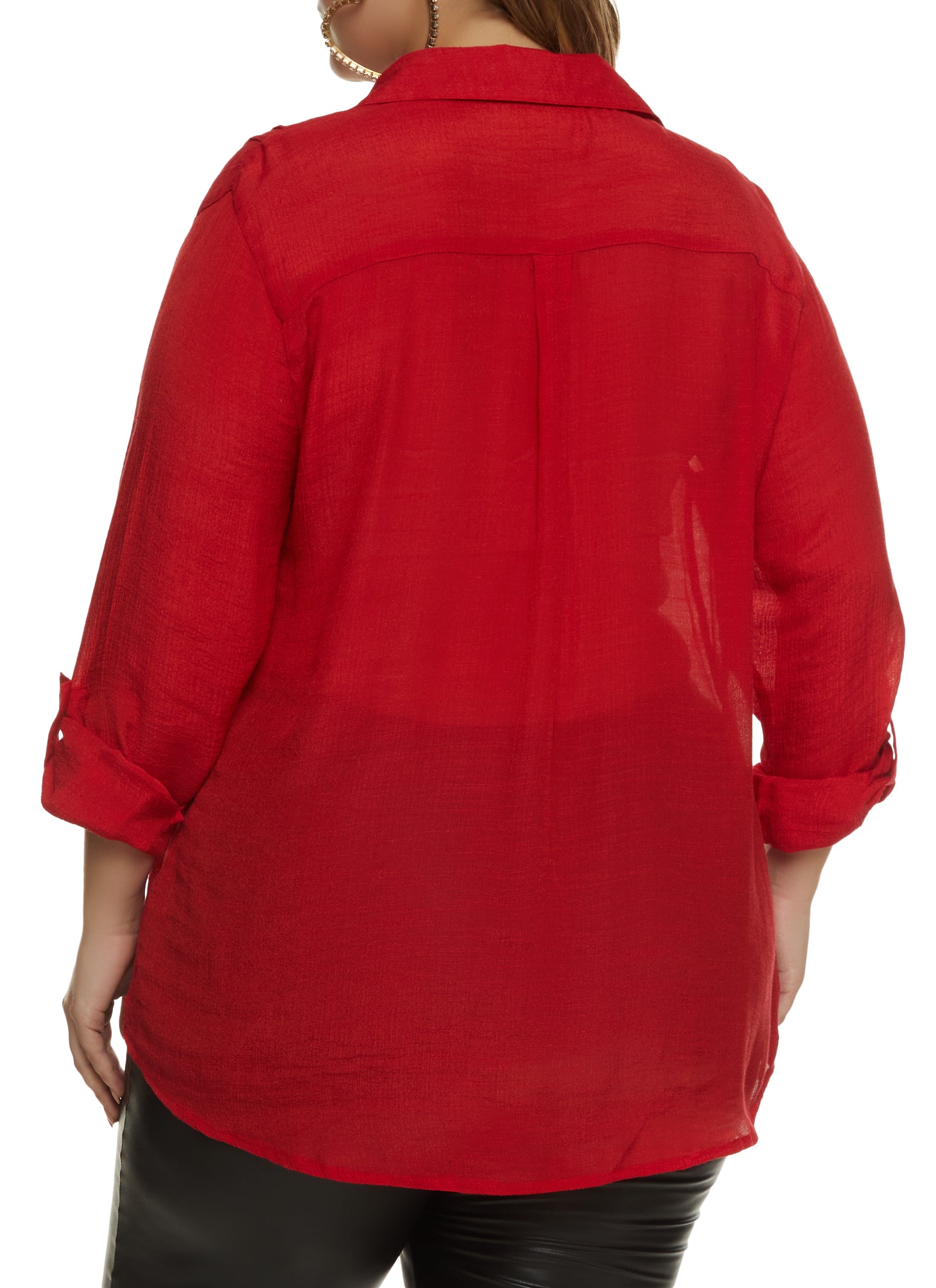 Plus Size Women's Pintucked Button Down Gauze Shirt by Woman