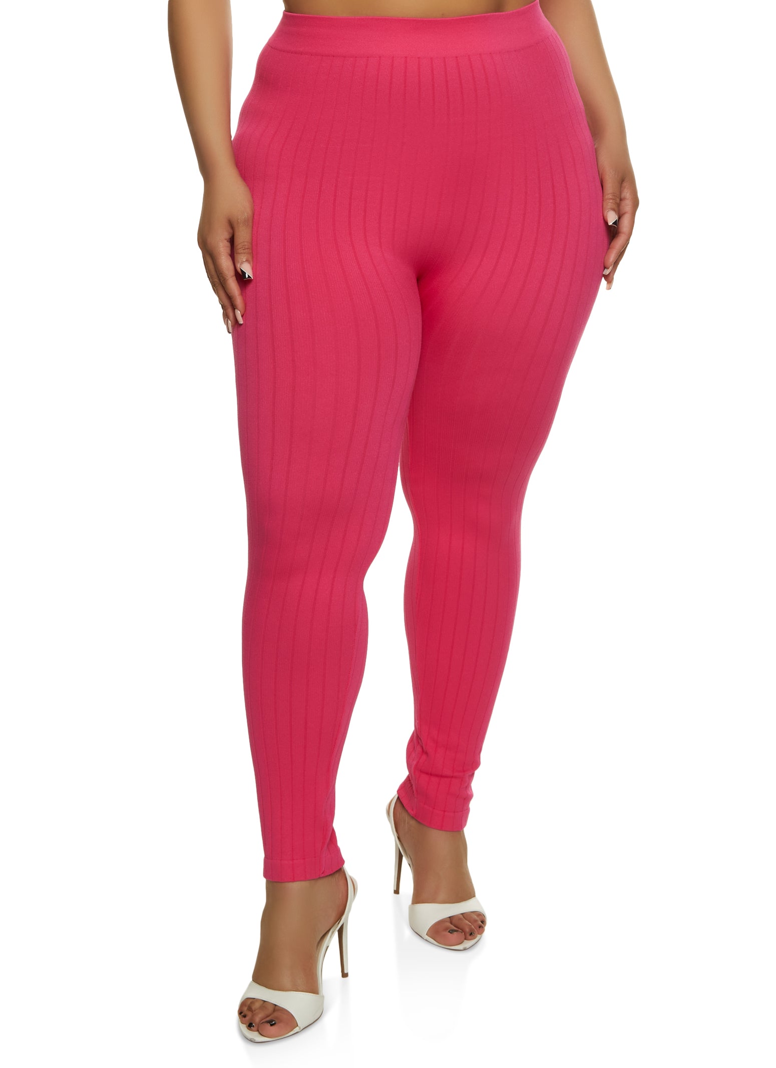 Plus Size Compression Ribbed Leggings