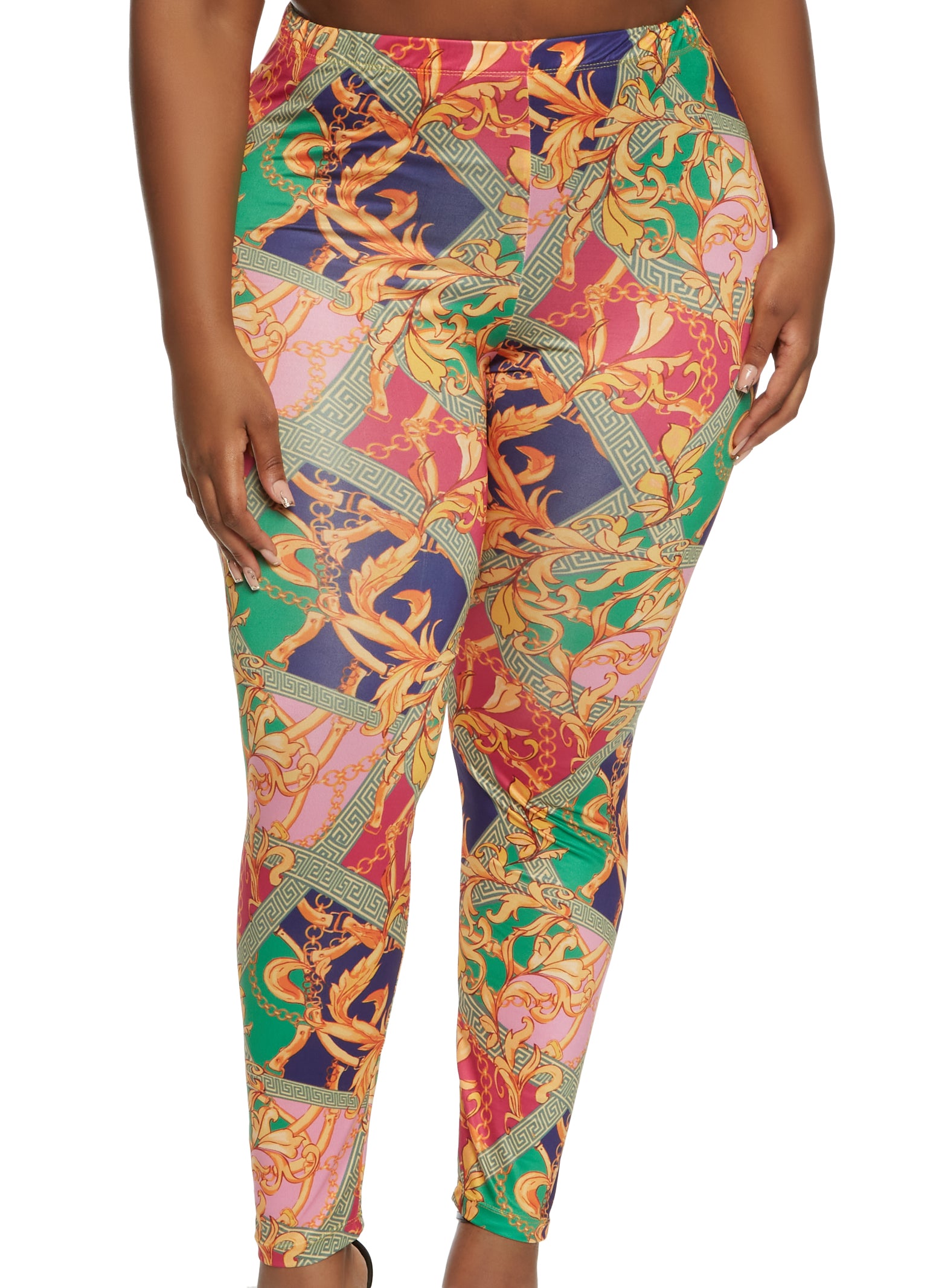 Plus Size Pattern Print Leggings