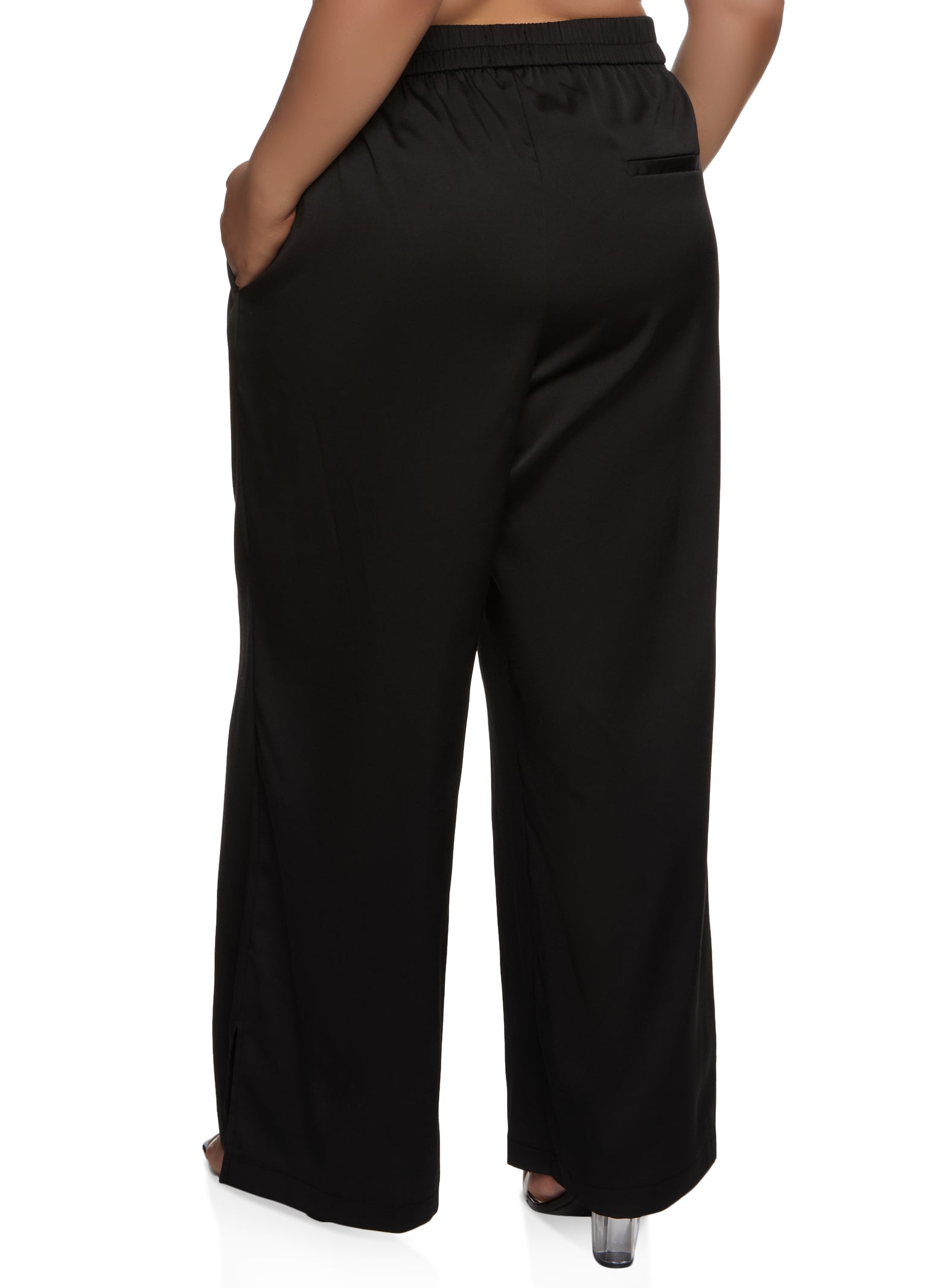 Plus Size Crepe Knit Wide Leg Trousers