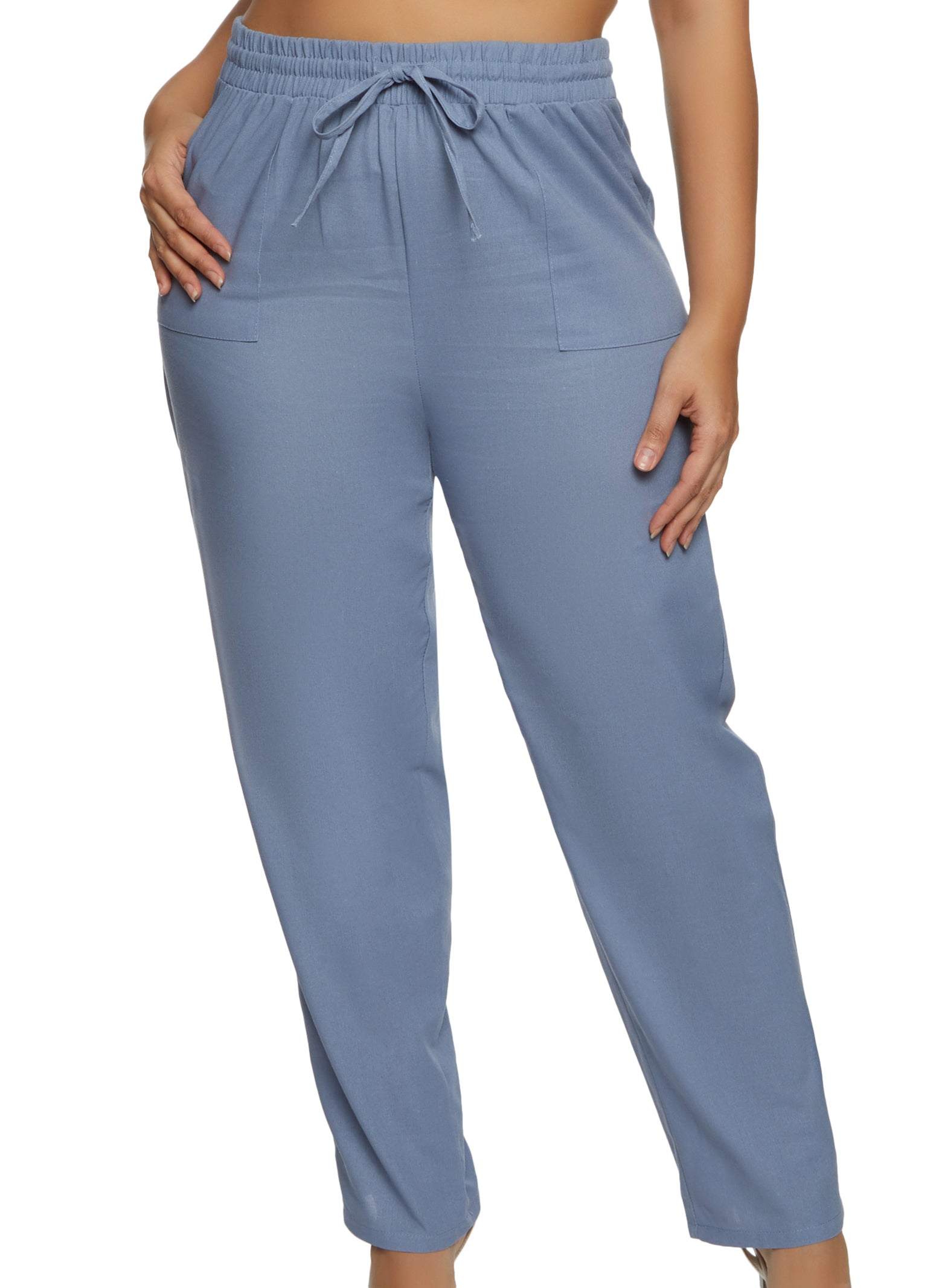 Plus Size Linen Straight Leg Pants