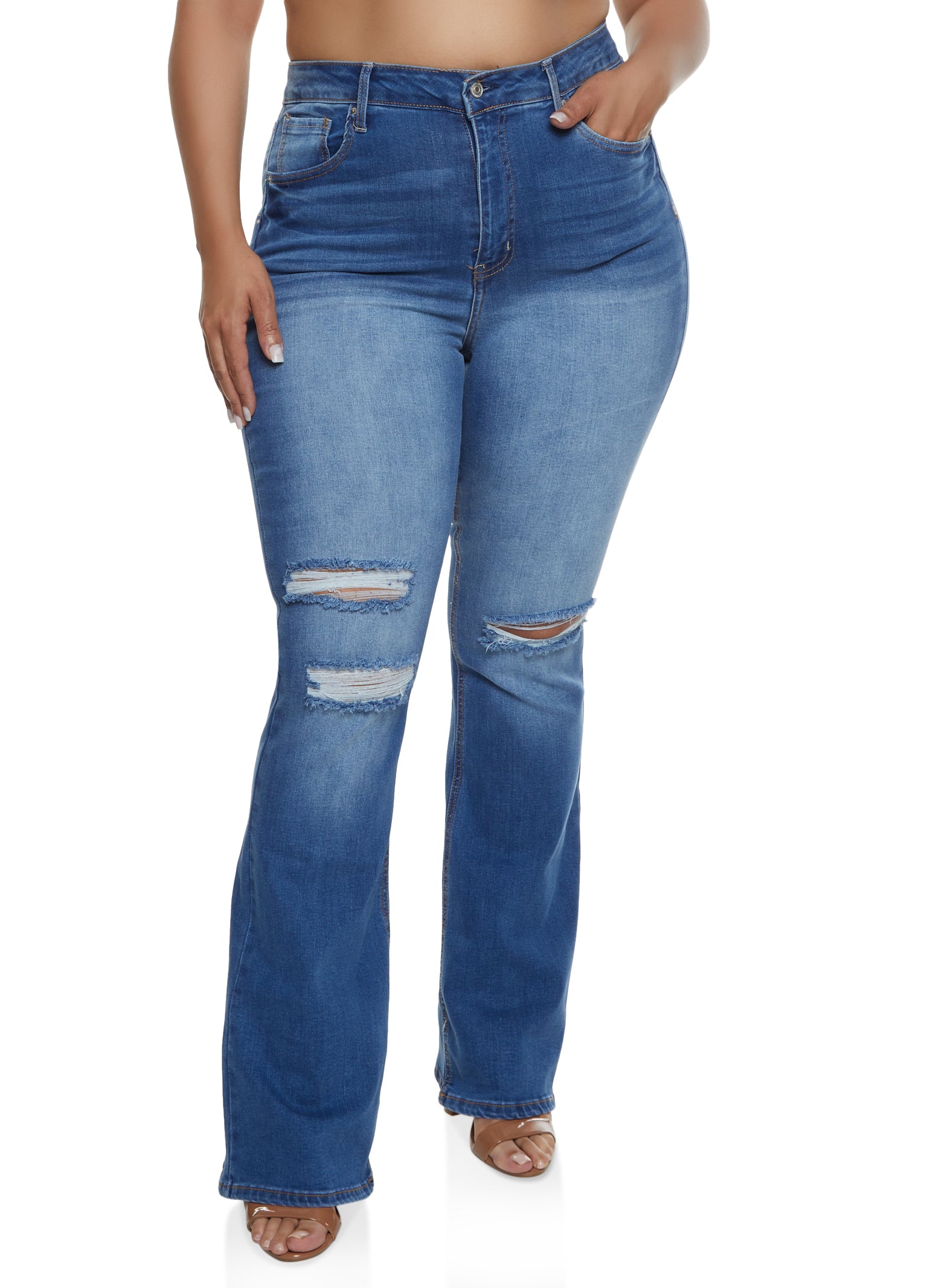 light wash flare jeans plus size