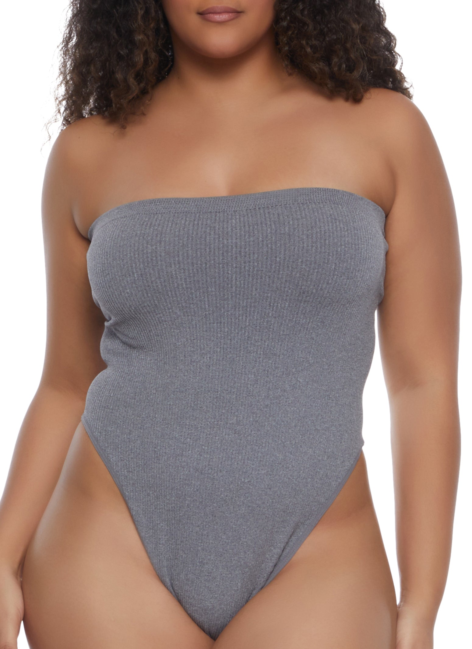 Plus Size Ribbed Seamless Tube Bodysuit