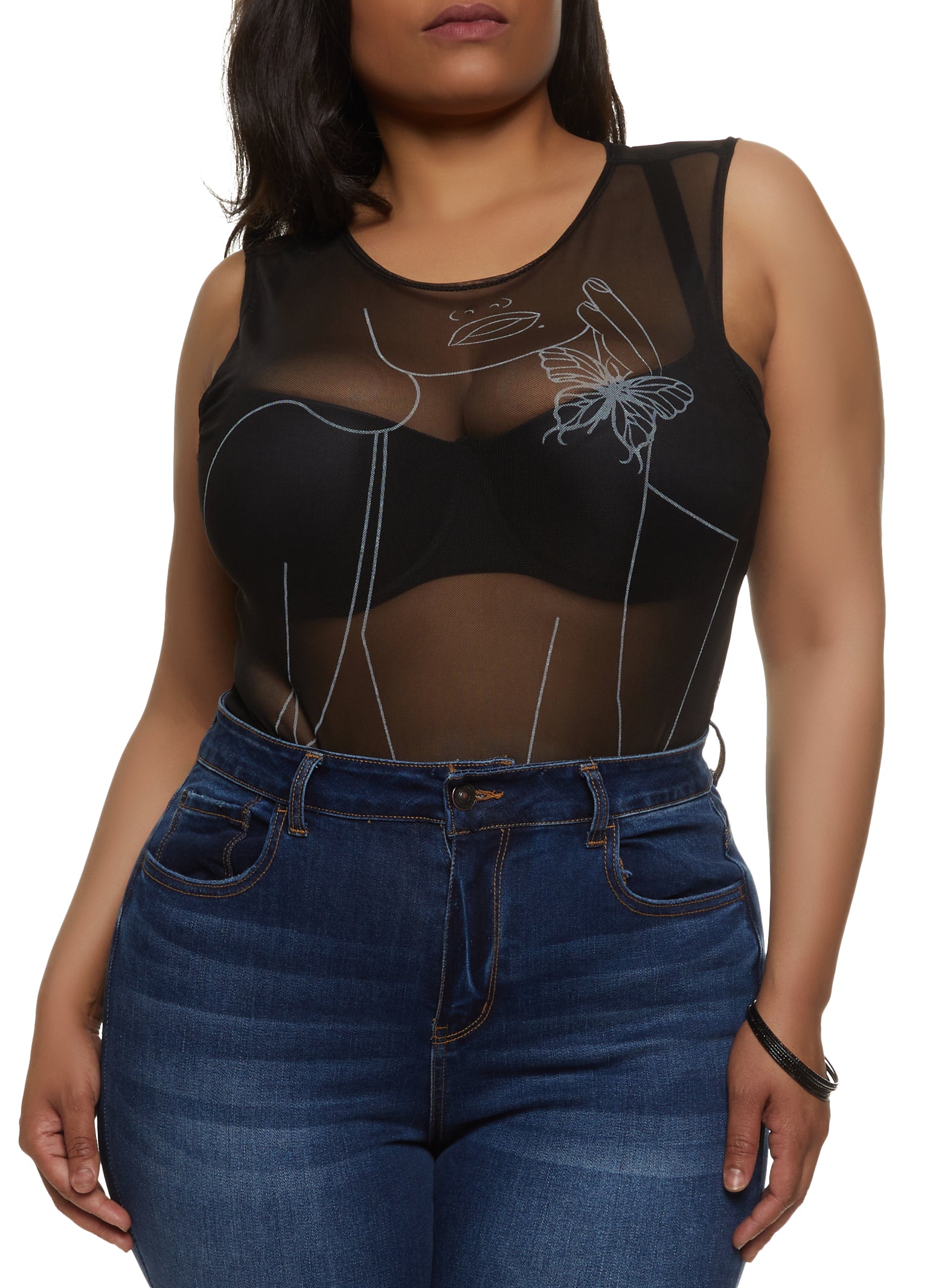 Graphic Bodysuit - Black