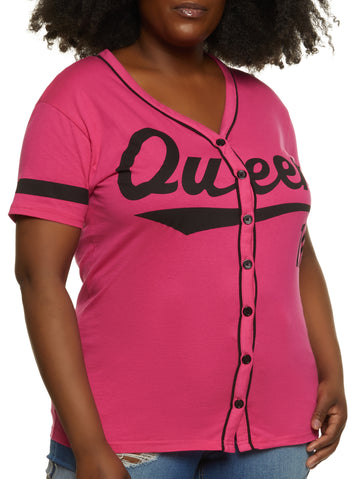 Plus Size Queen 10 Baseball Shirt - Black