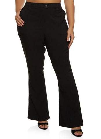 Plus Size Solid Flared Dress Pants