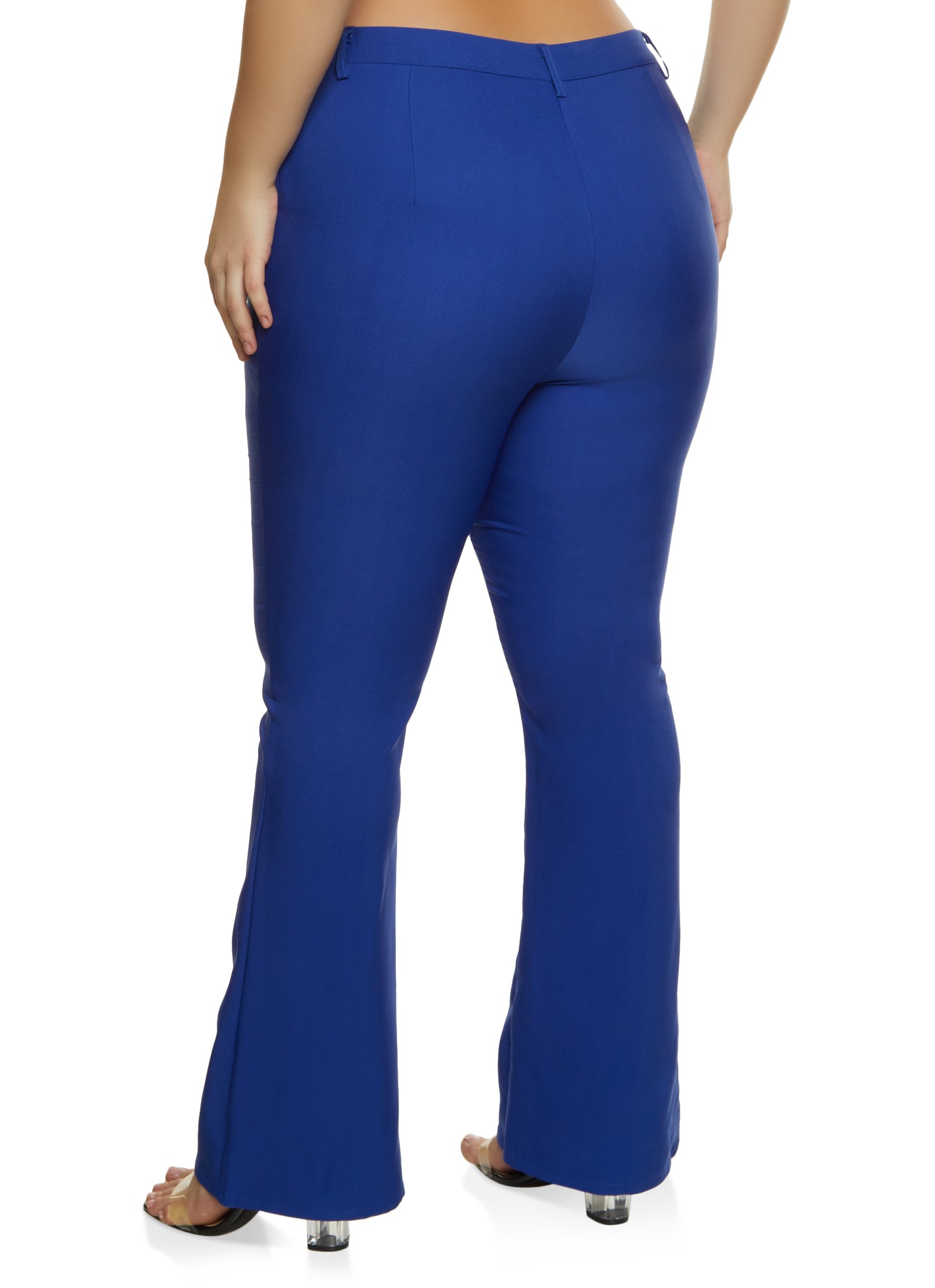 Plus Size Solid Flared Dress Pants