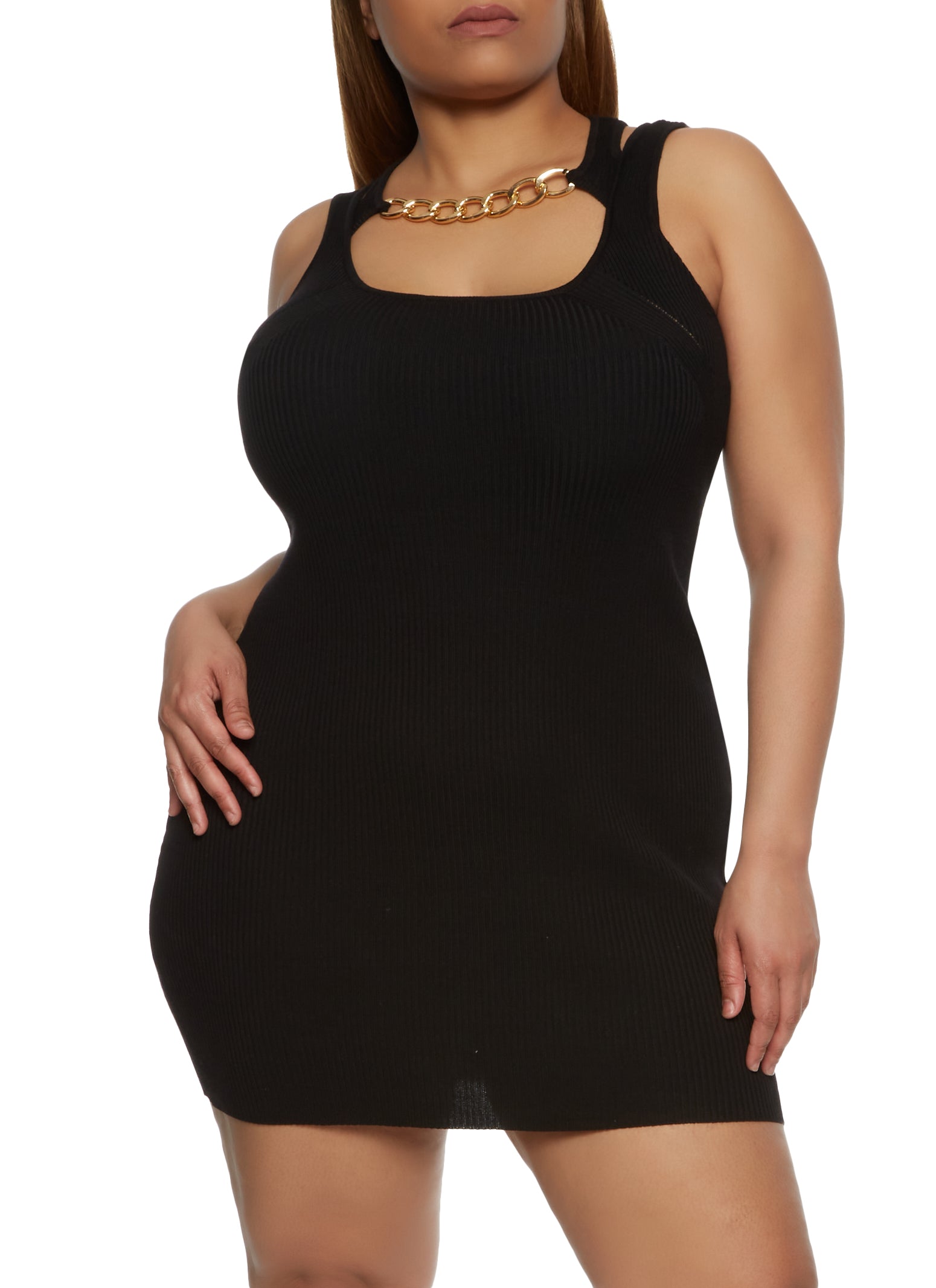 Plus Size Vinyl Mini Dress