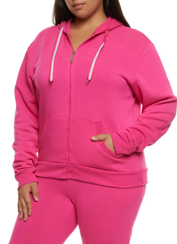 Plus size pink zip best sale up hoodie