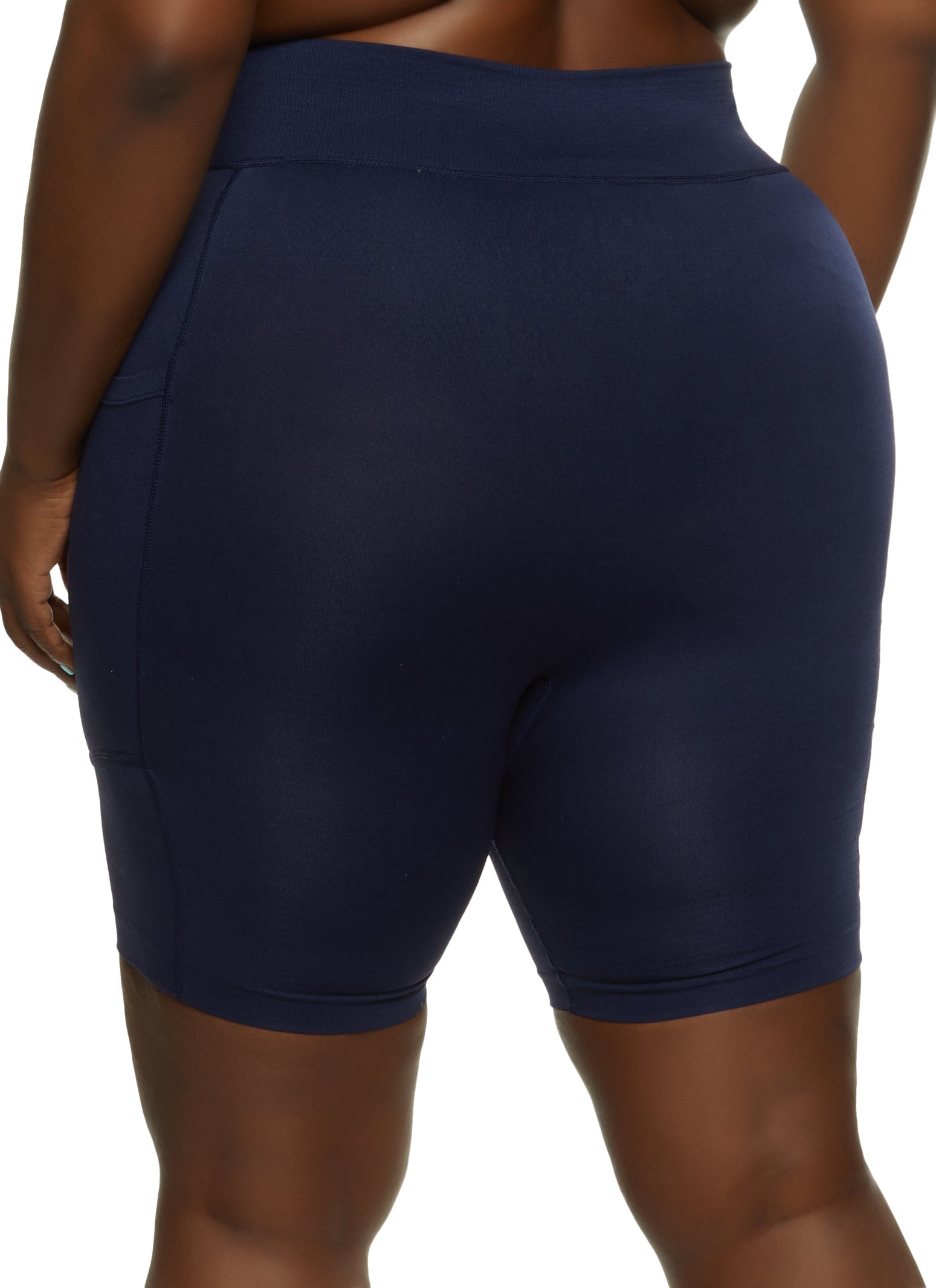 Plus Size Seamless High Waisted Pocket Biker Shorts