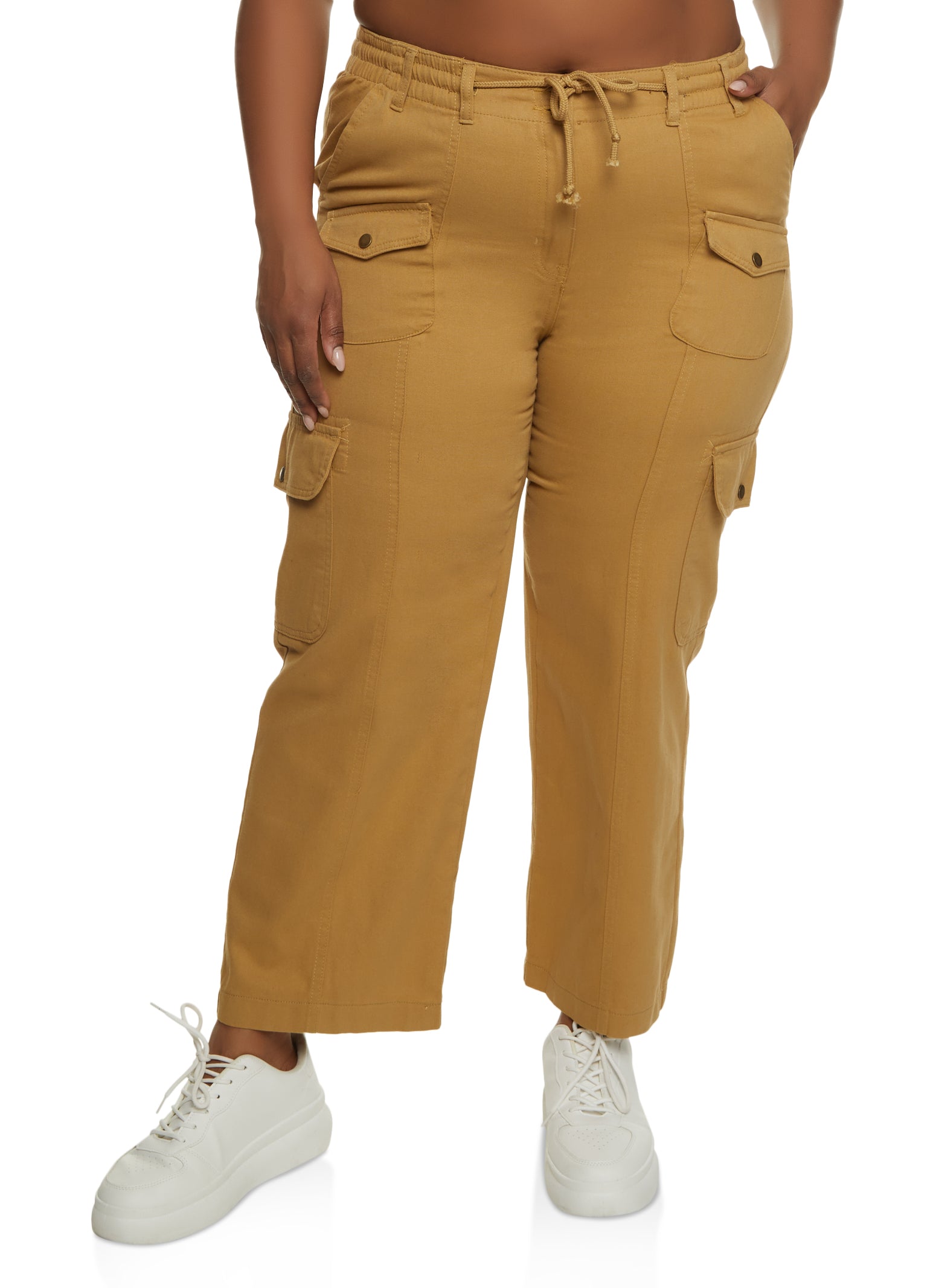 Rainbow Shops Womens Plus Size Ponte Fixed Cuff Pants, Khaki, Size