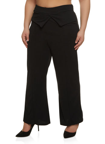 Crepe Knit Pintuck Wide Leg Pants - Wine