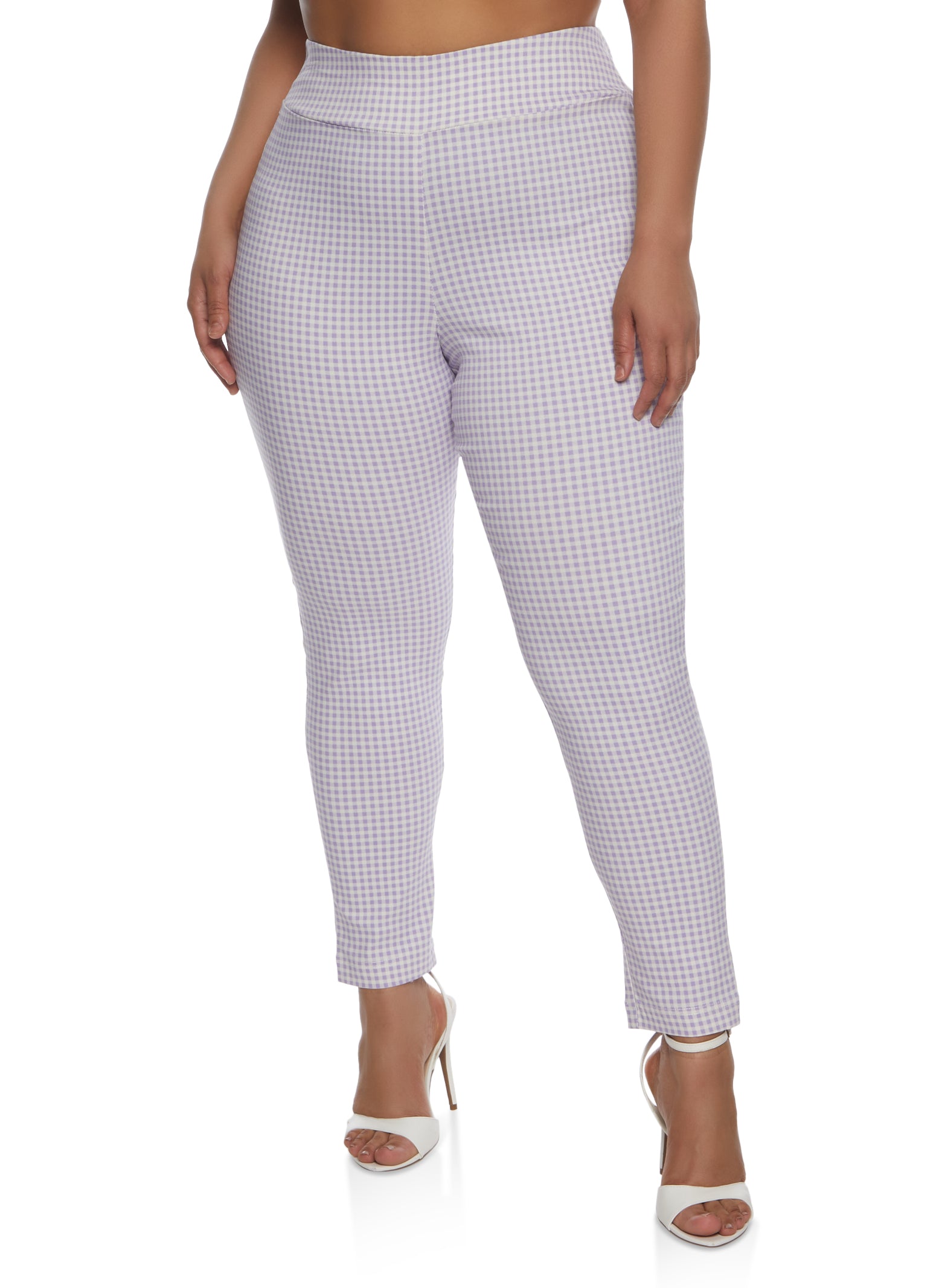 Plus Size Twill High Waist Pull On Pants