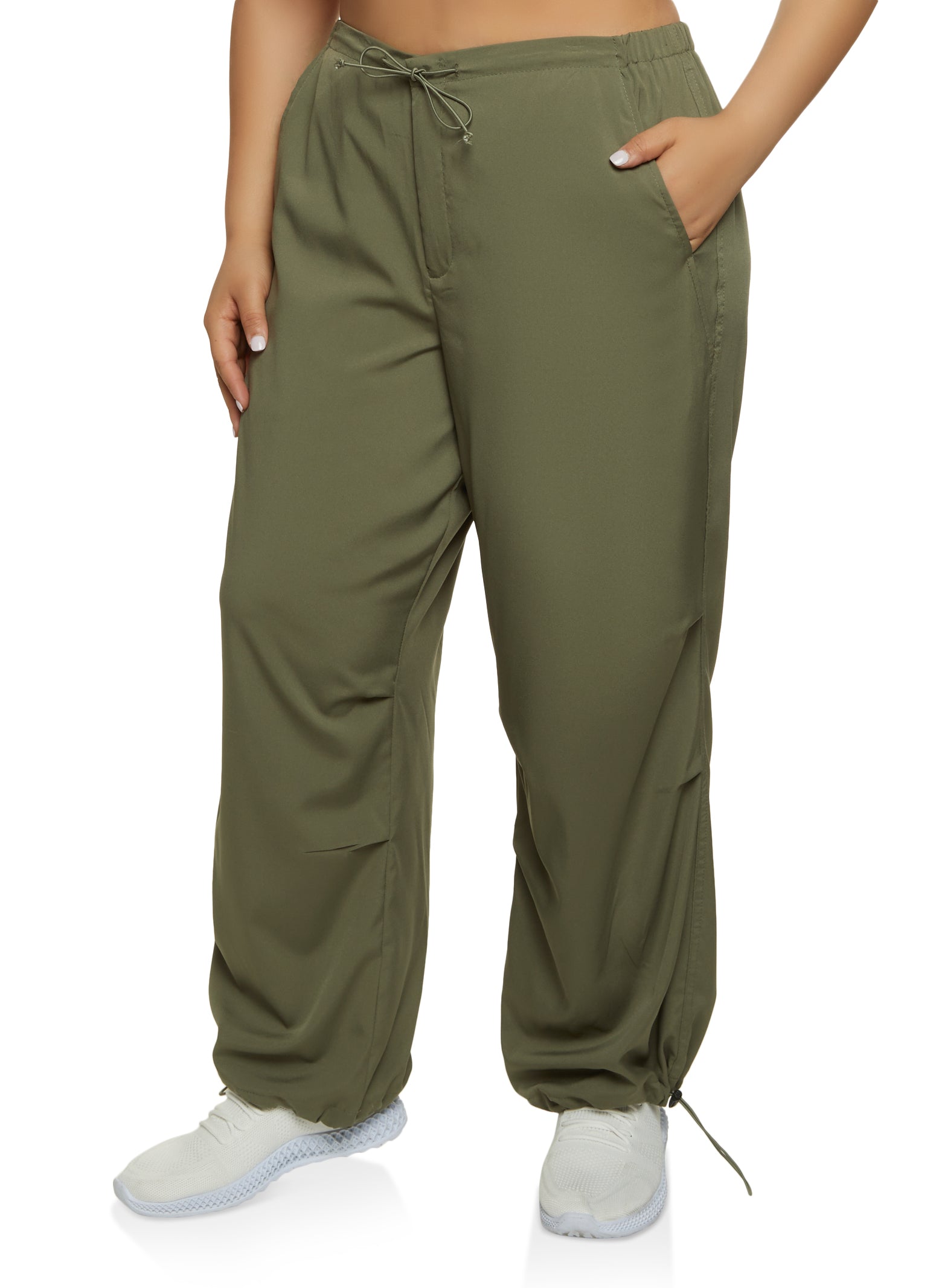 Plus Size Toggle Drawstring Parachute Joggers