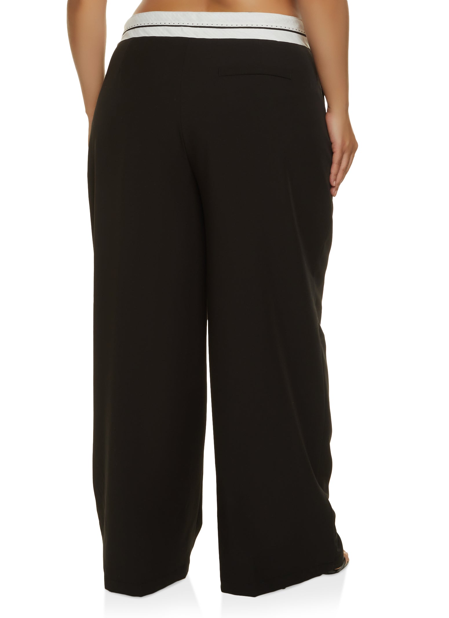 Plus Size Reverse Waistband Trousers