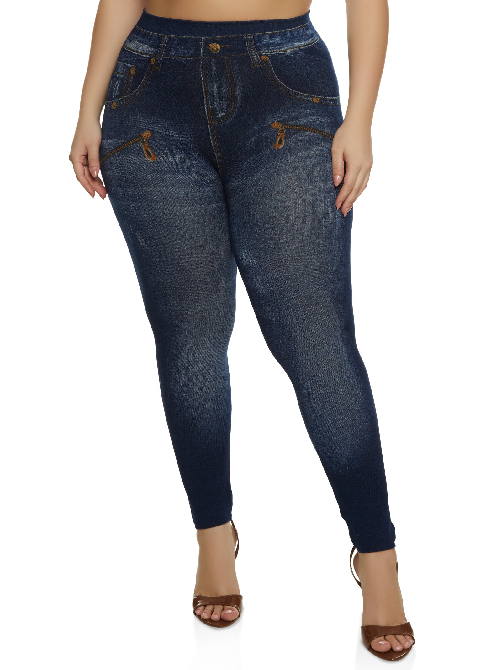 Shop Textured Mid Rise Jeggings with Elasticised Waistband Online