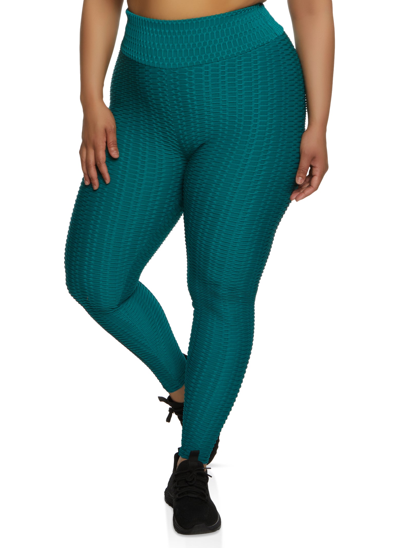 Plus Size smooth shiny combo leggings for women