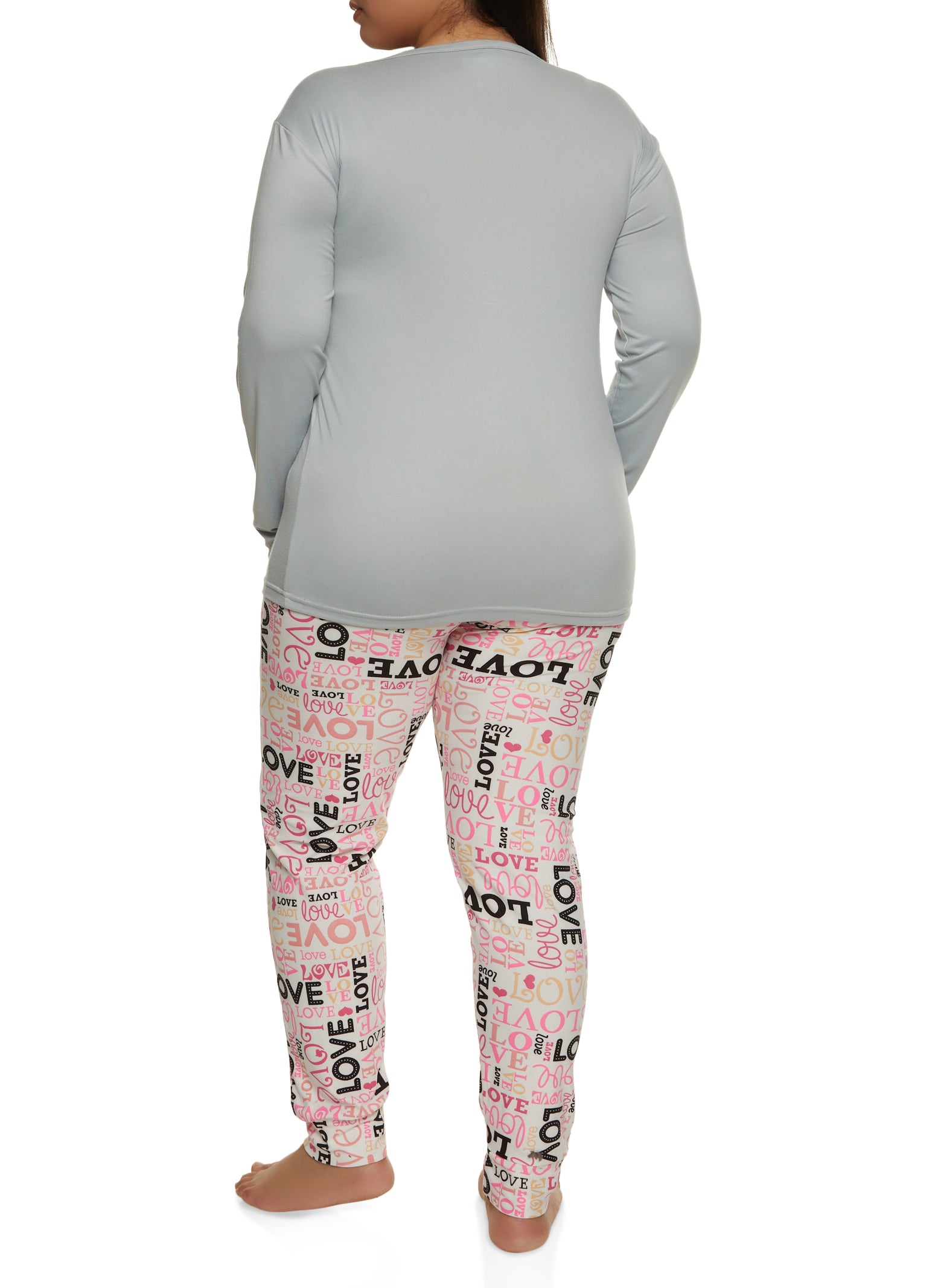 Rainbow Shops Womens Plus Size Under the Stars Pajama Top and Printed Lounge  Pants, Pink, Size 3X