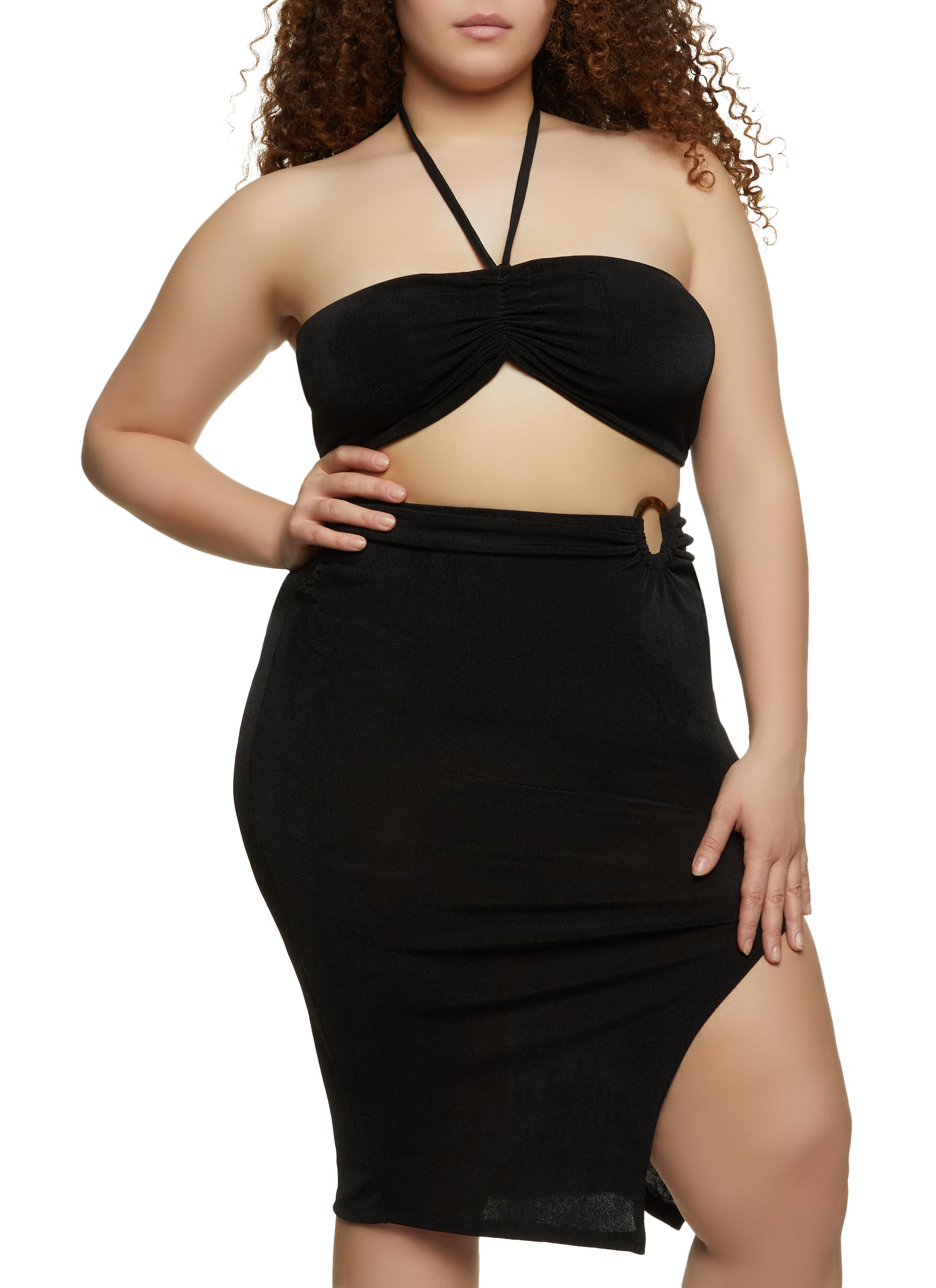 Plus size high waisted skirt outlet halter