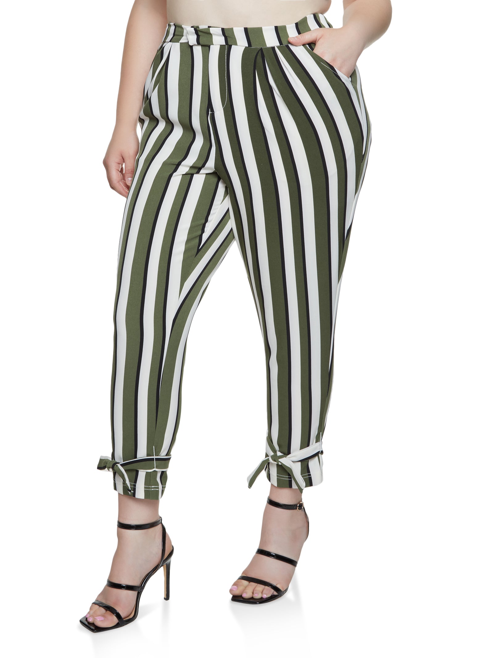 Plus Size Tied Cuff Dress Pants