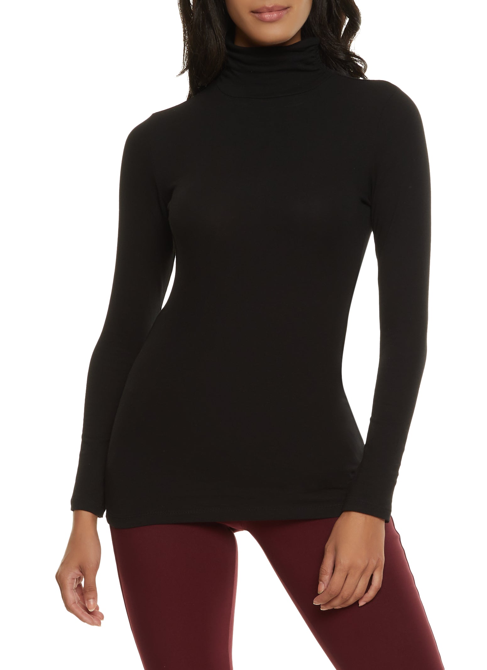 Ruched Long Sleeve Turtleneck Top