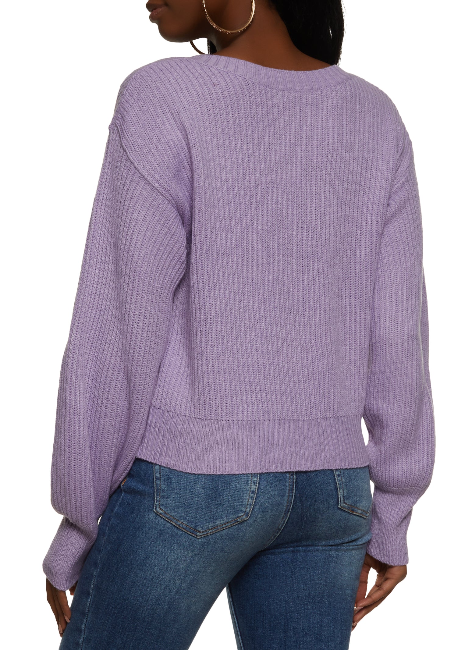 Plunge V Neck Sweater - Mauve