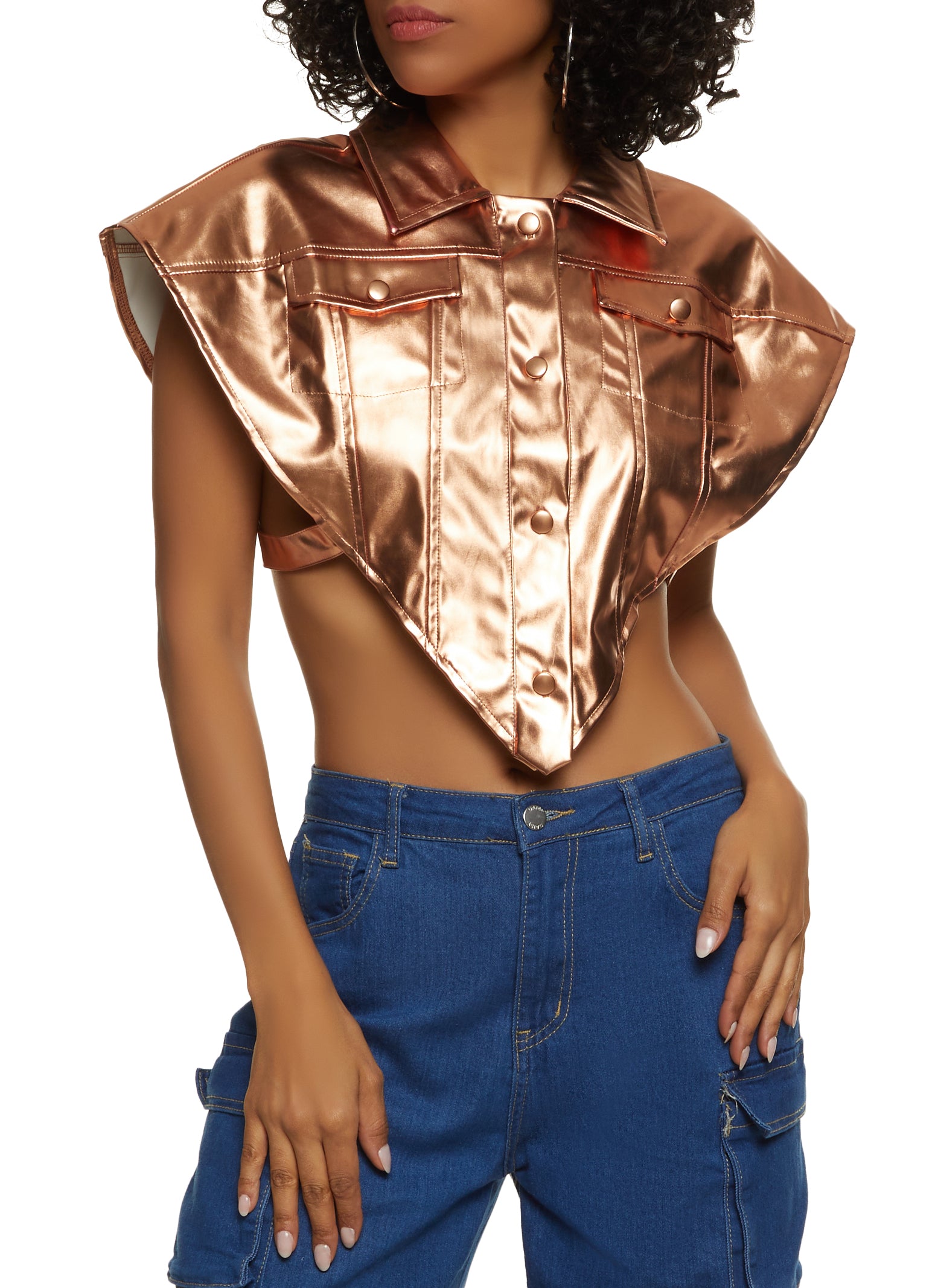 Satin V-Hem Crop Top