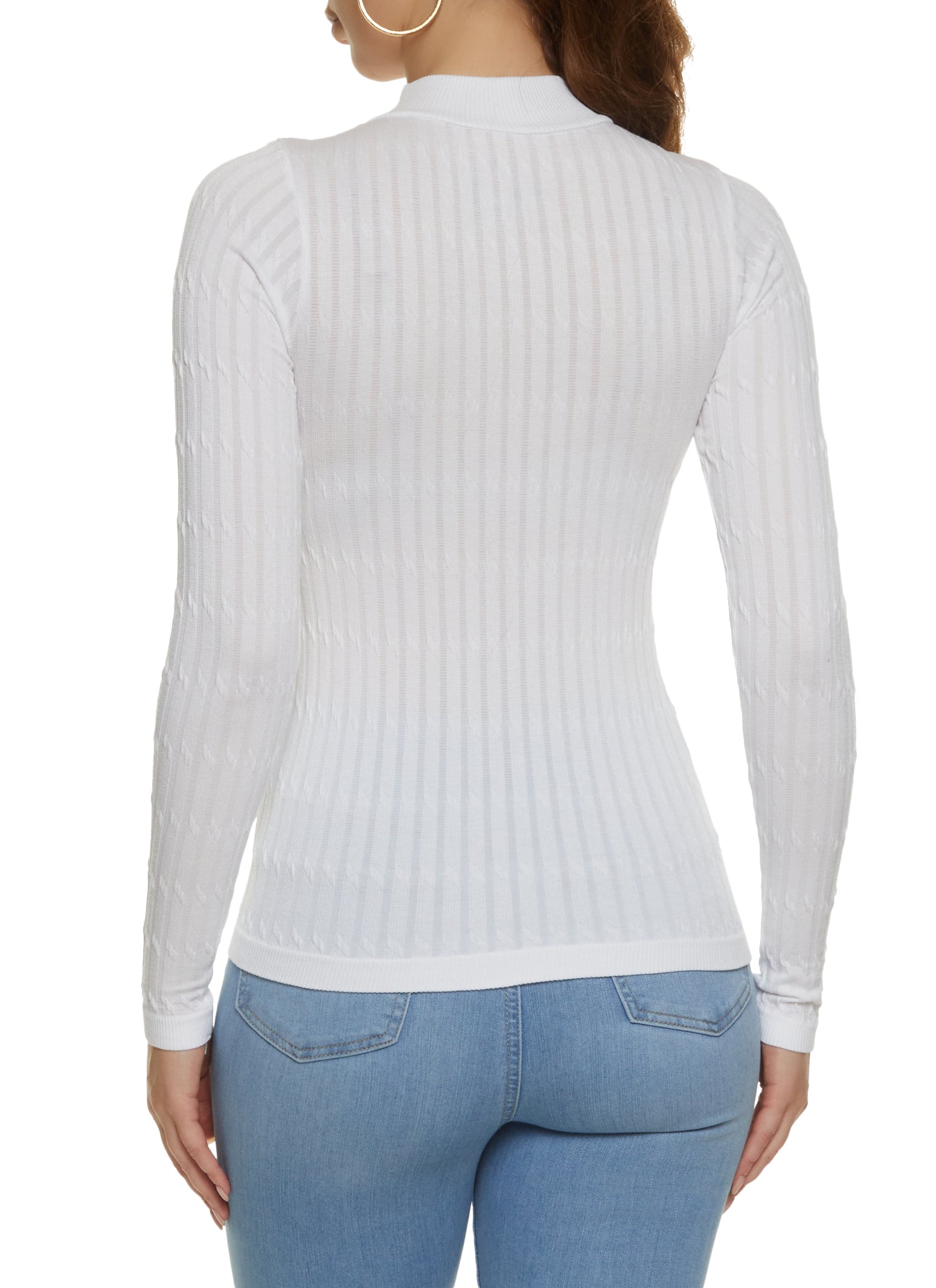 Mock Neck Ribbed Knit Top