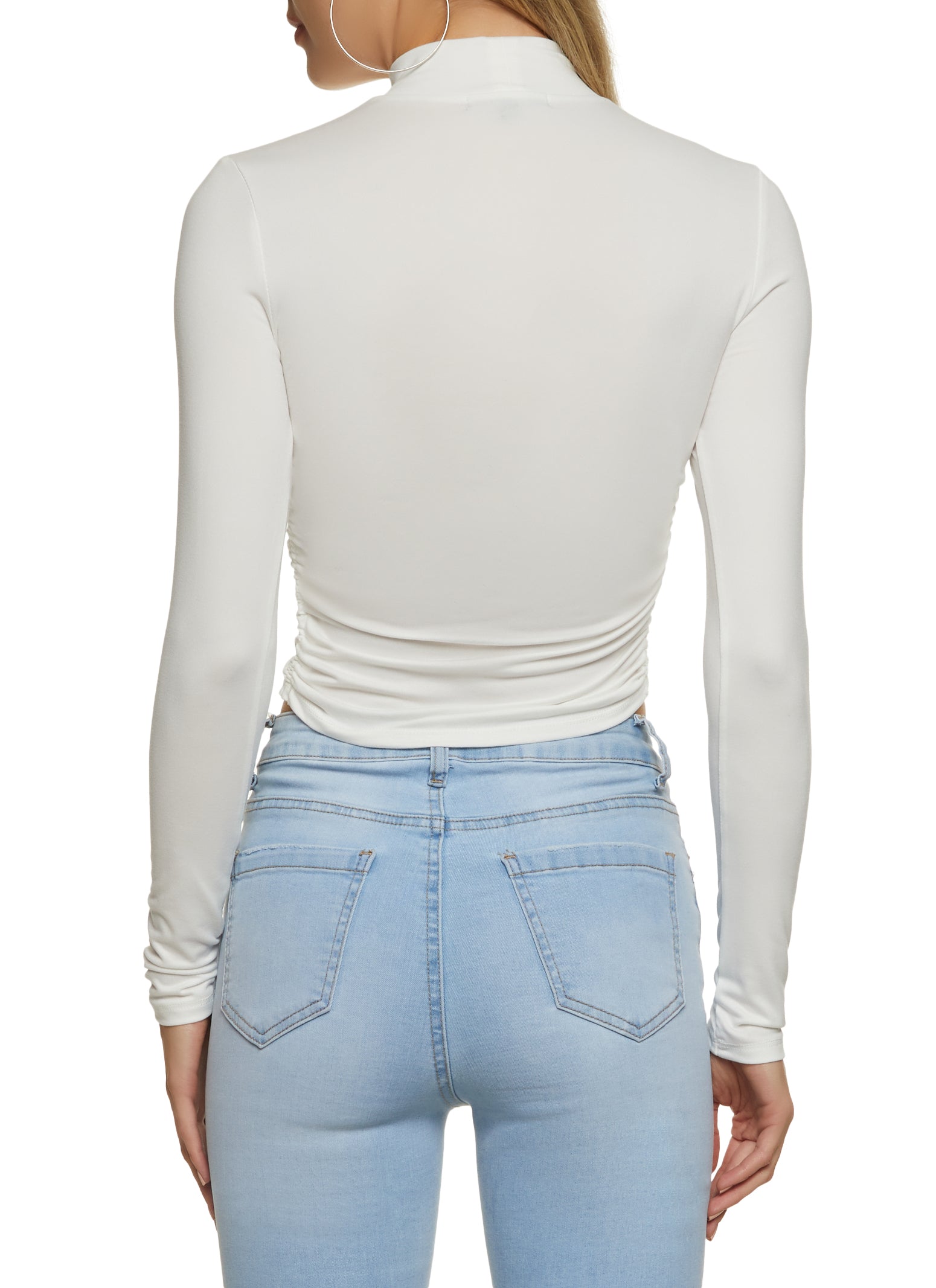 Ruched Front Mock Neck Top