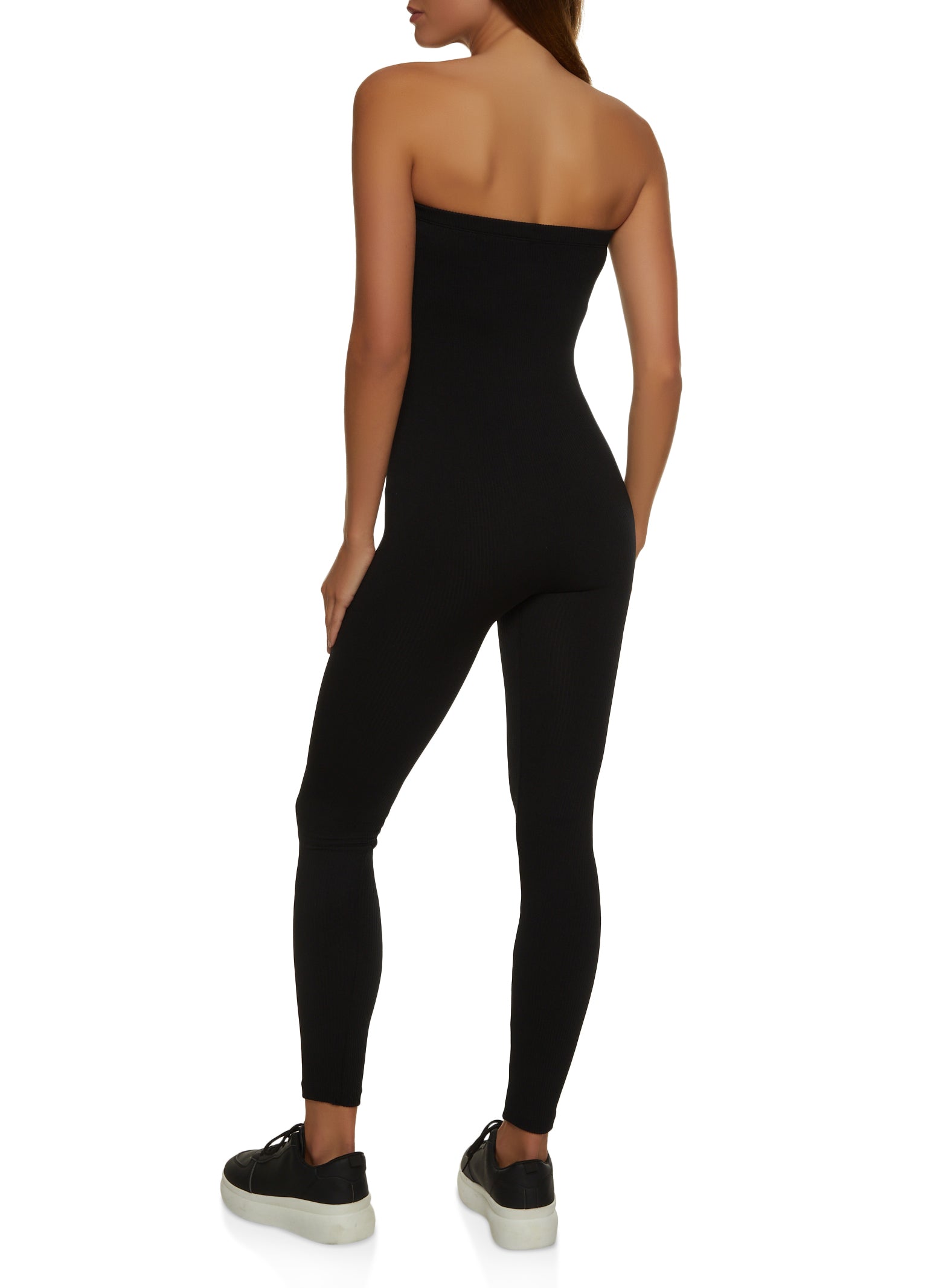 Strapless Ribbed Knit Catsuit