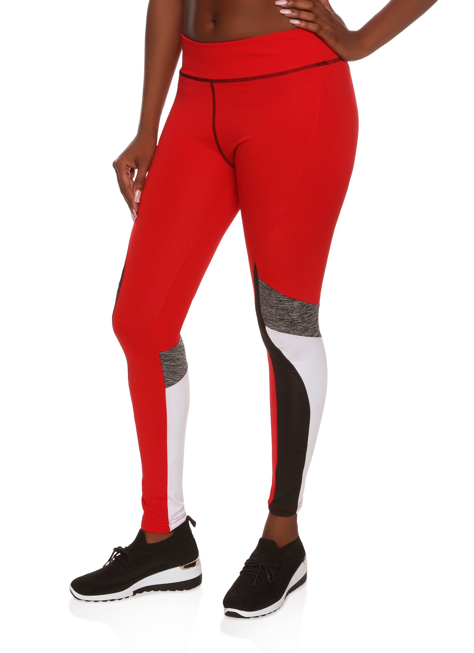 Red WOMEN Fitted Colour Block Leggings 2524777