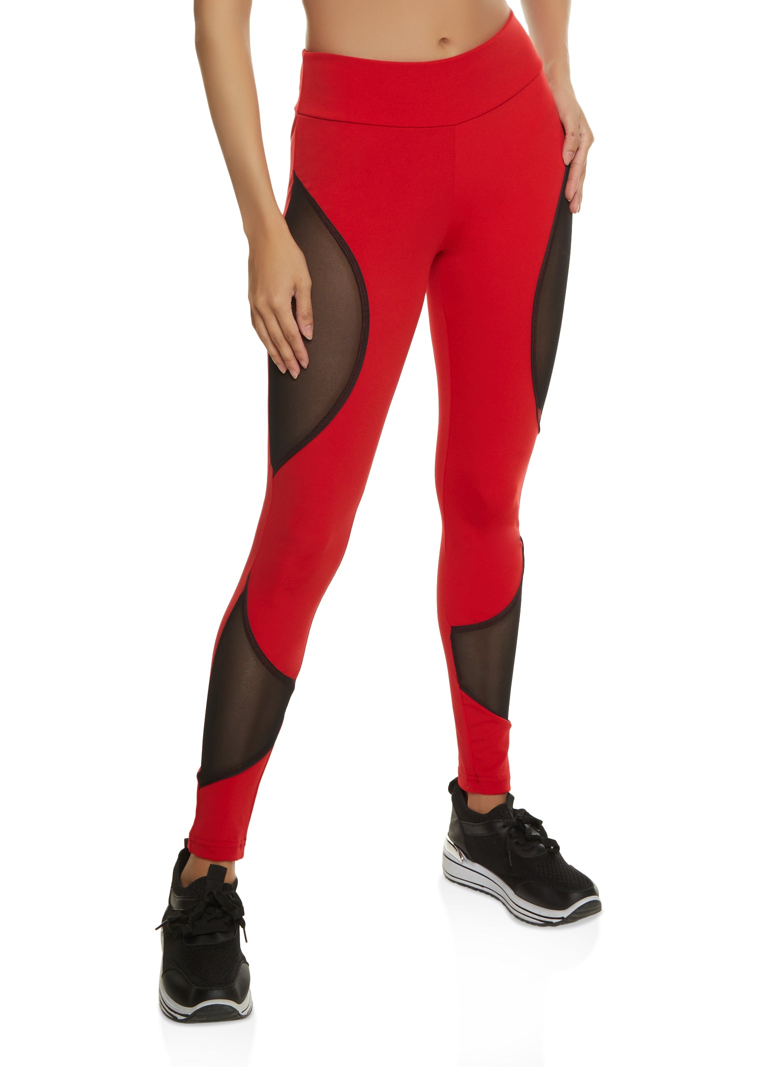 Womens Solid Mesh Workout Leggings with Pockets High Waist Yoga Pants | eBay