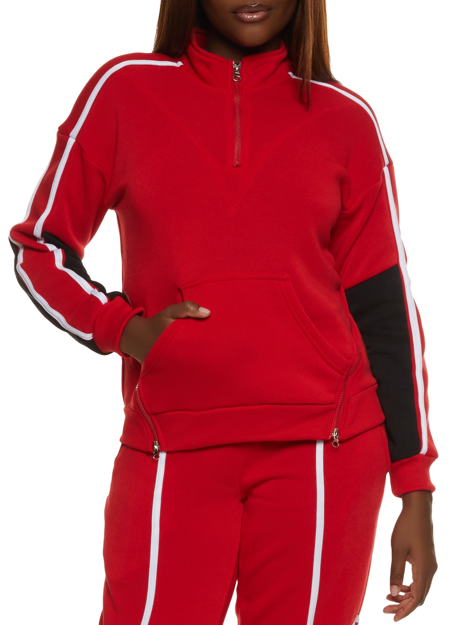 Color Blocked Sleeve Half Zip Sweatshirt