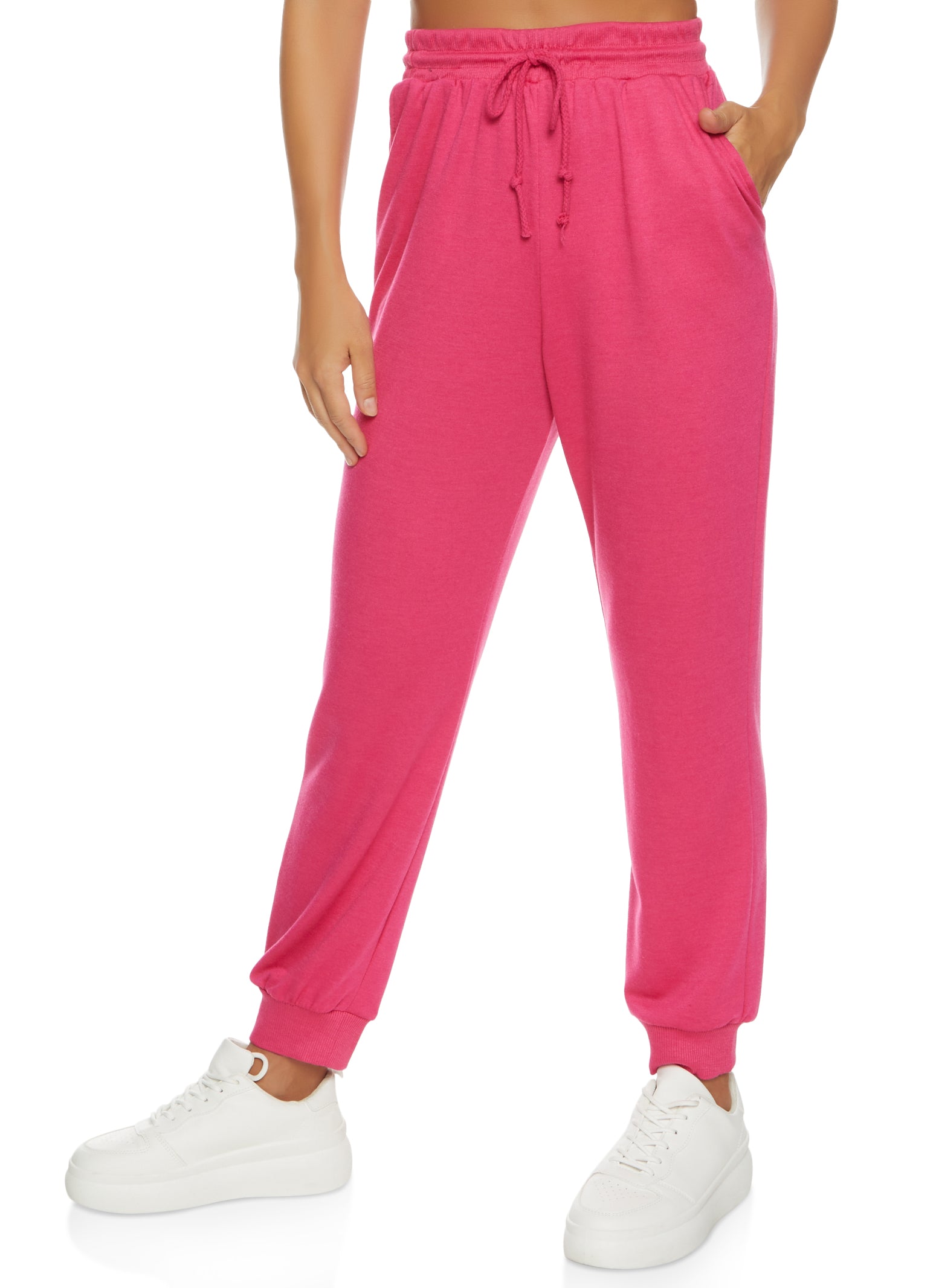 bebe Womens Sweatpants Joggers, French Terry Lounge Pants with Gathered  Cuffs, Logo Pajama Pants for Women