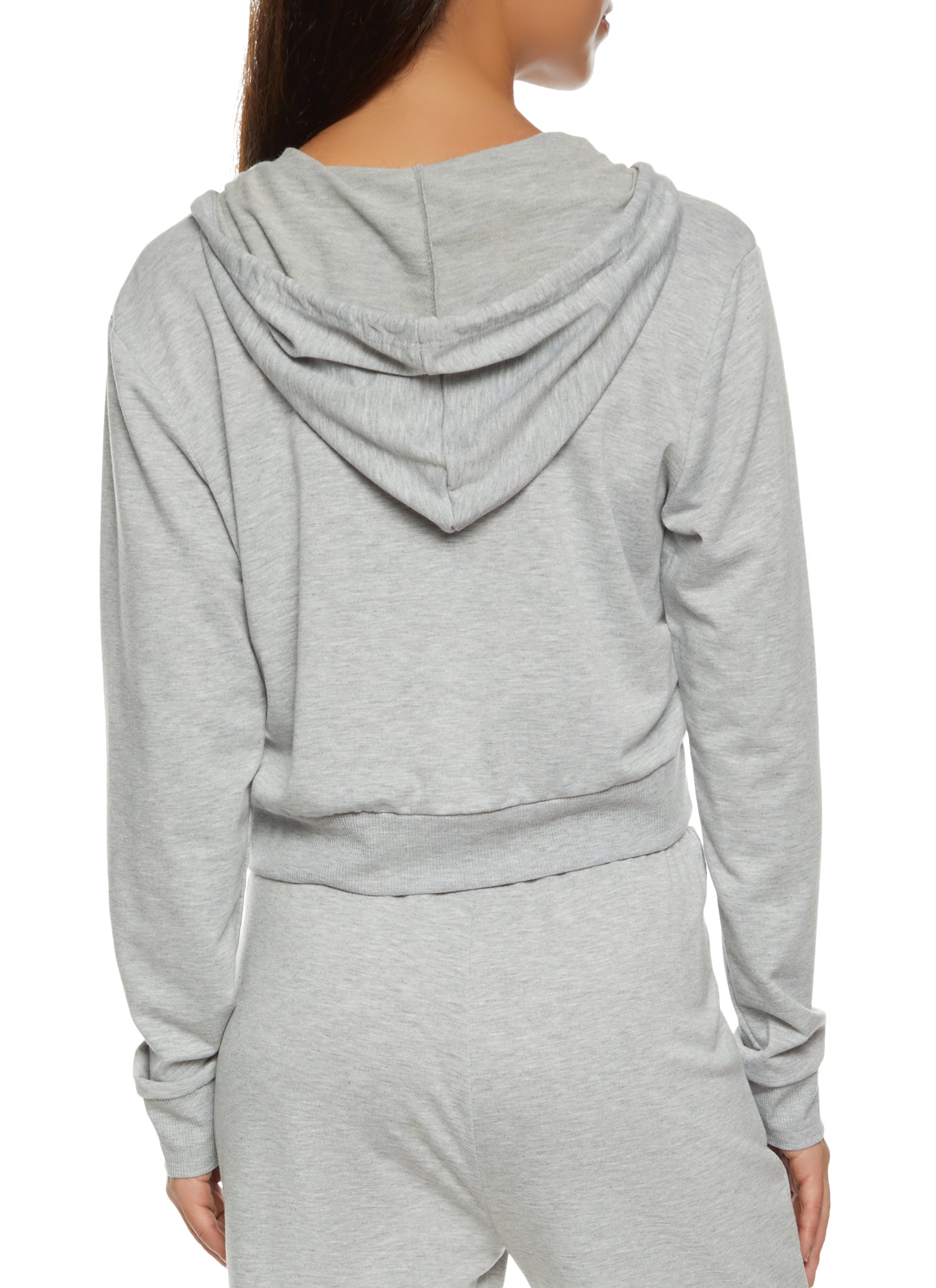 Solid French Terry Zip Front Hoodie