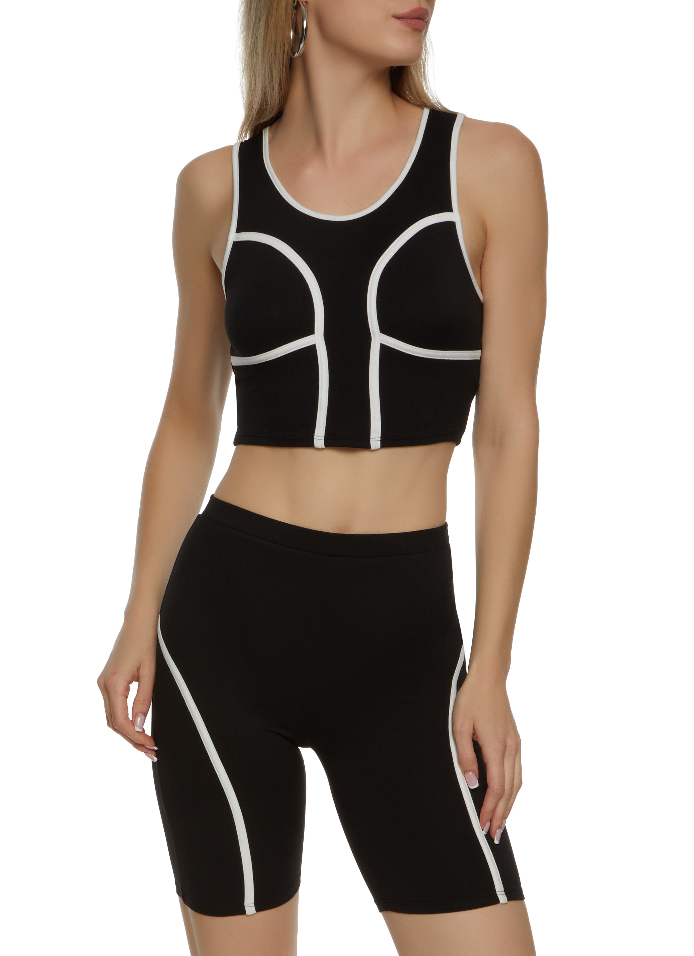 Activewear Contrast Trim Cropped Tank Top