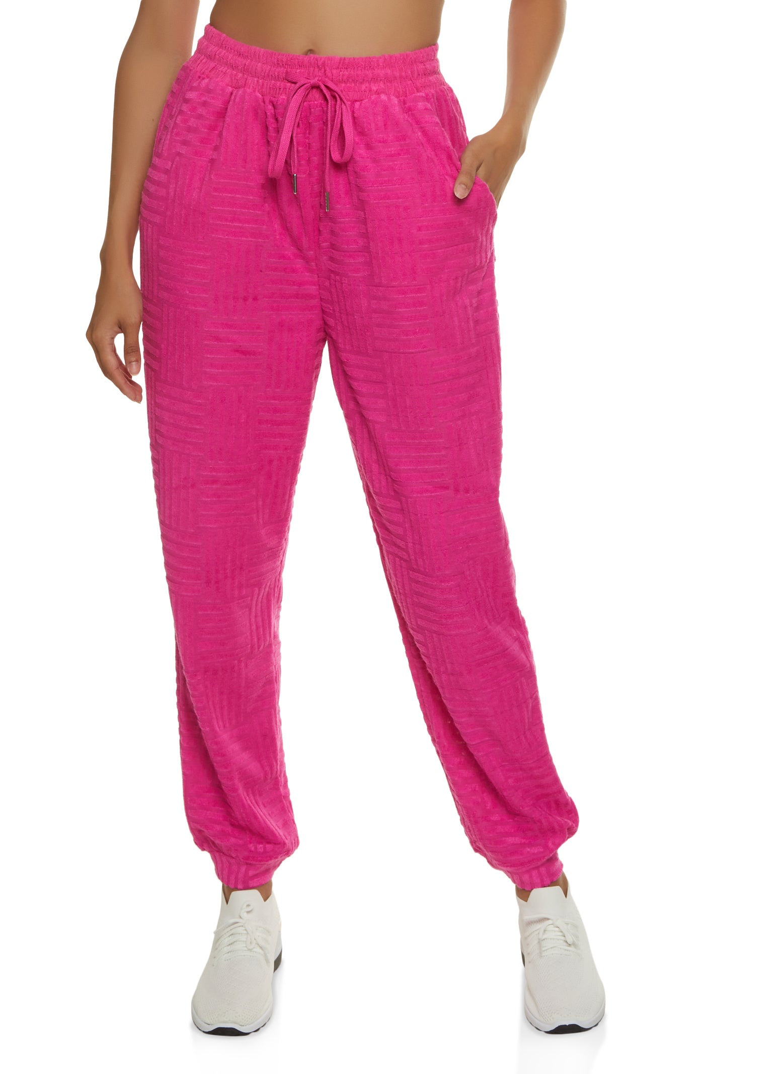 Terry Cloth Joggers Fuchsia