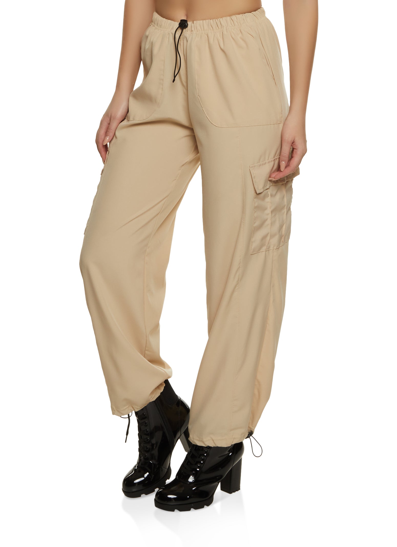  Women's Pants Solid Belted Cargo Pants Women's Pants
