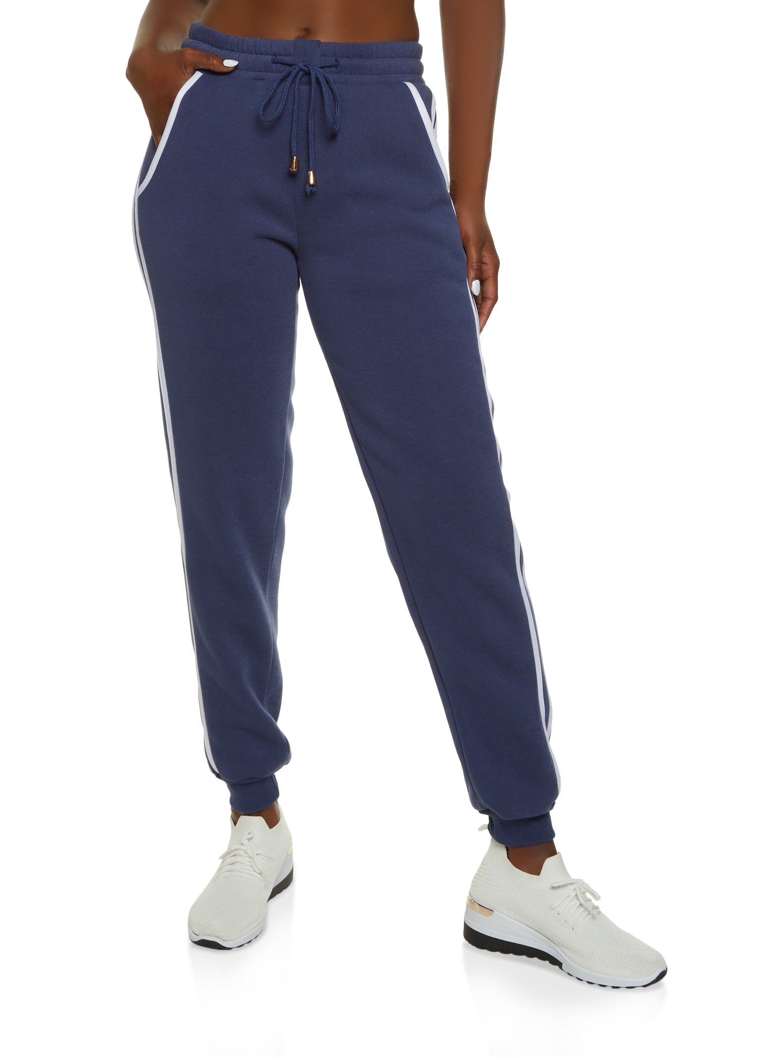 Women's fleece 2025 striped jogger pants