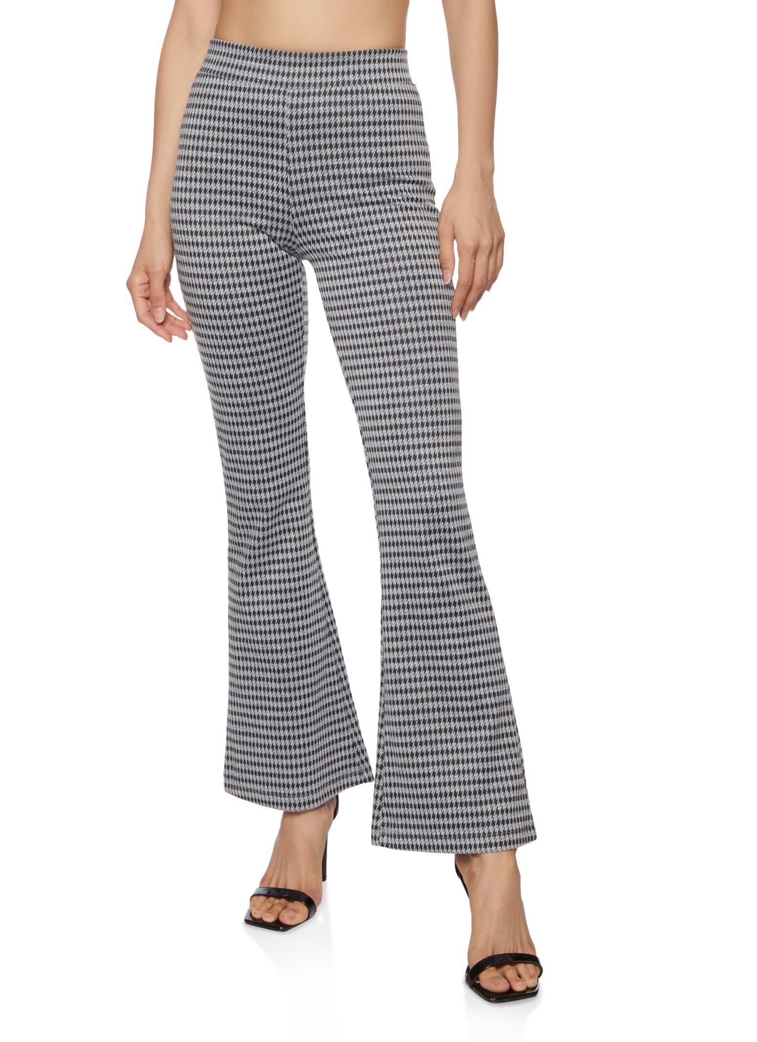 Houndstooth High Waist Flare Pants