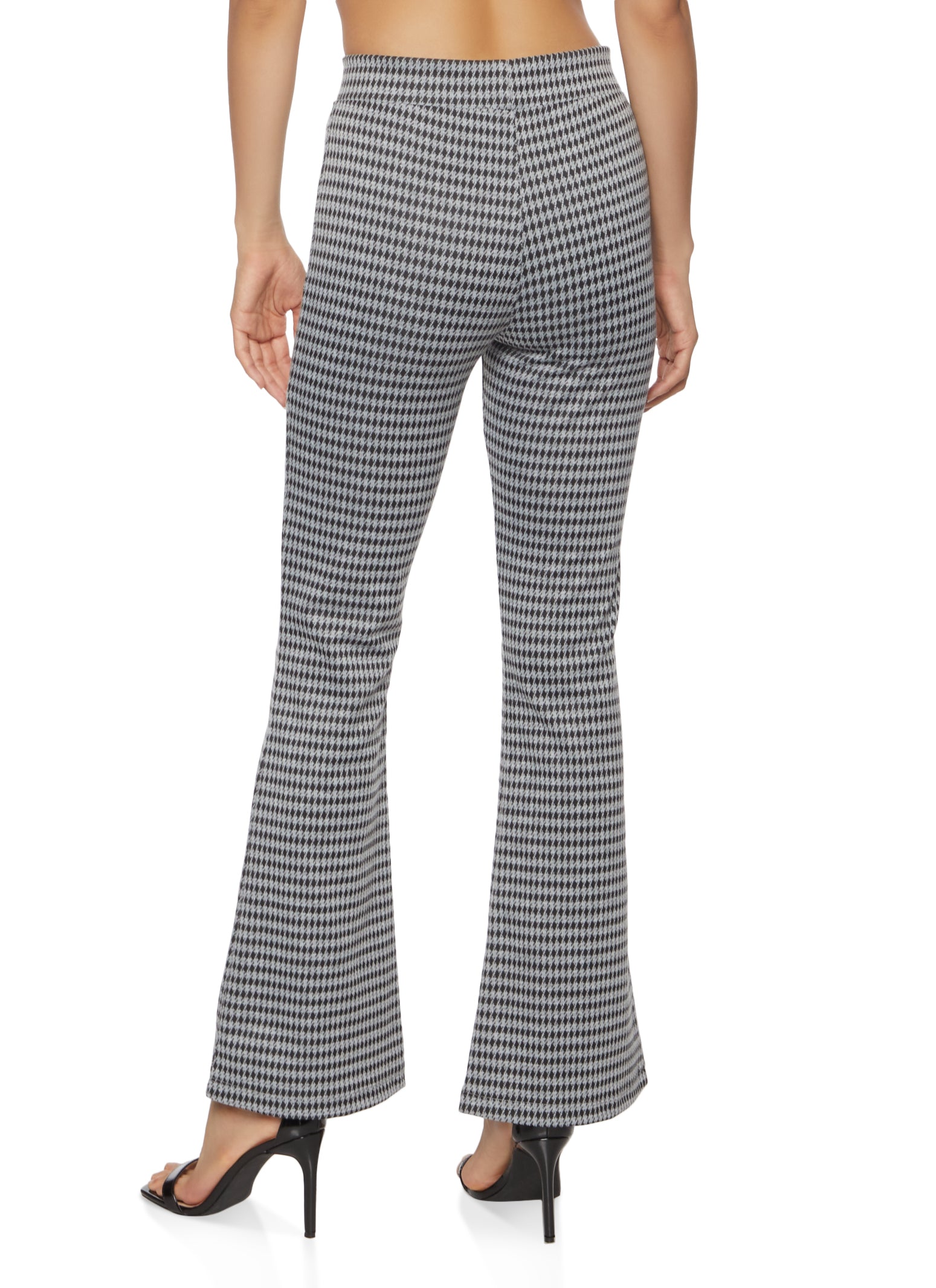 Houndstooth High Waist Flare Pants