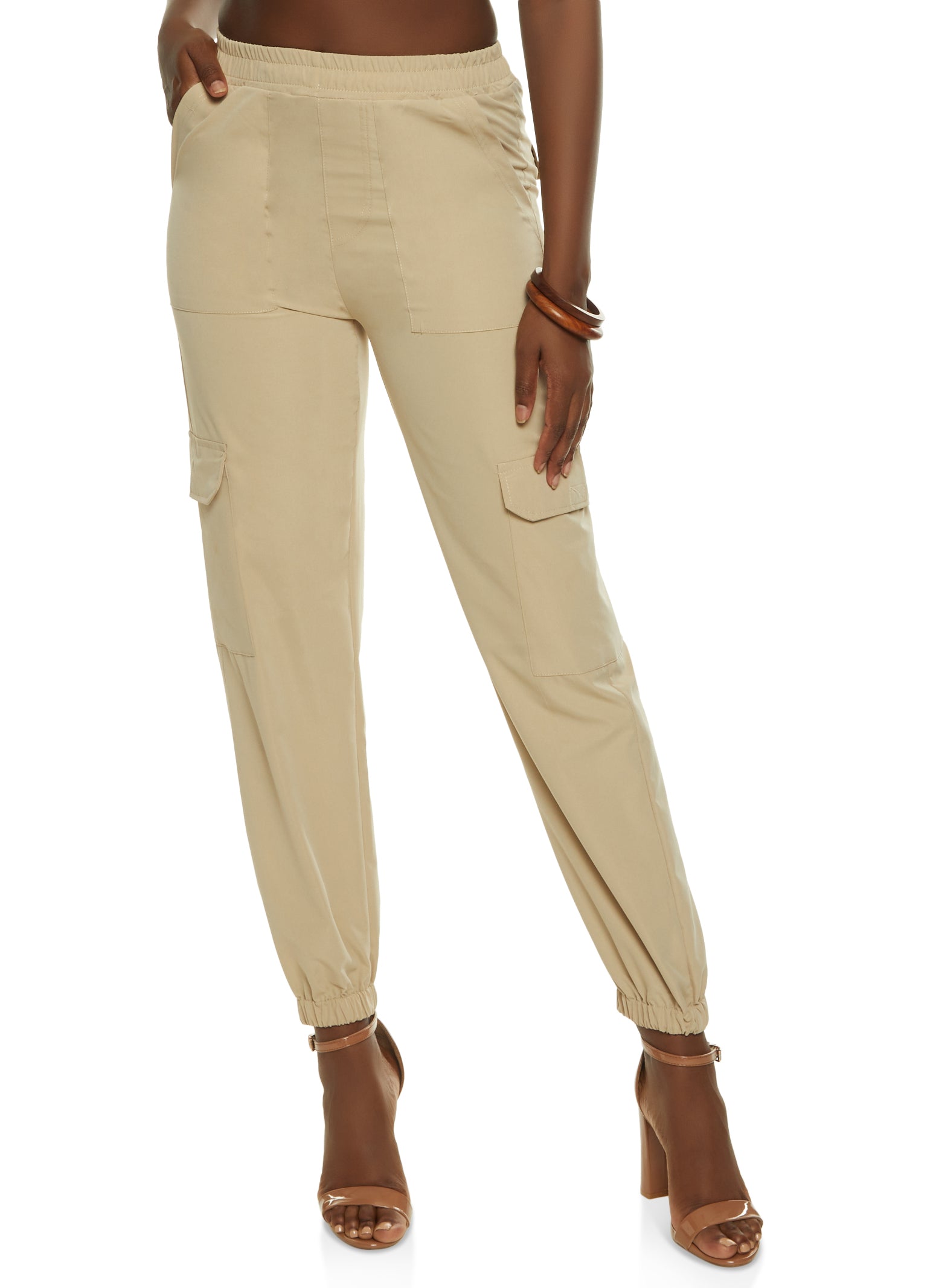 Poplin High Waist Cargo Joggers