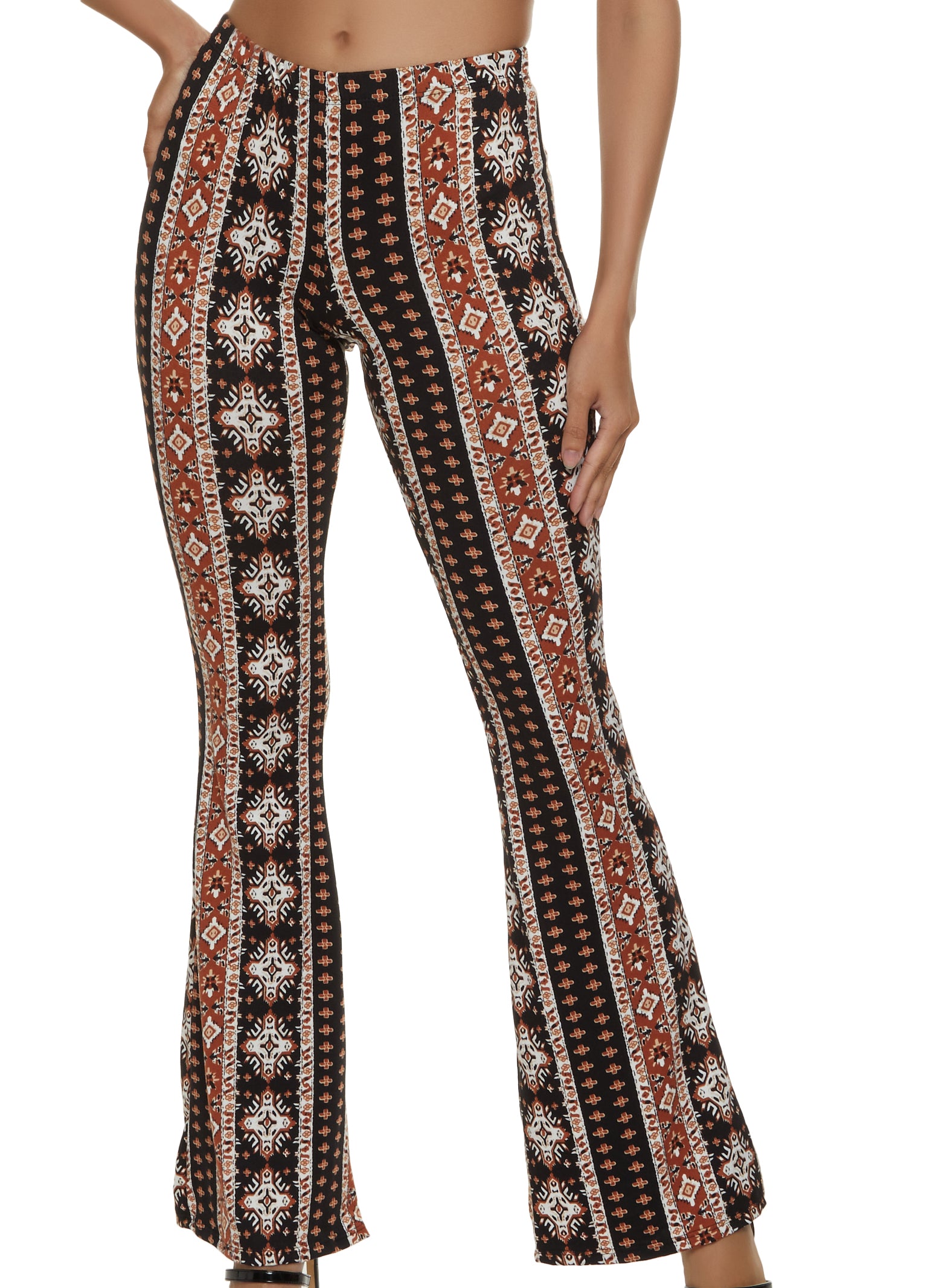 Border Print Flared Pants