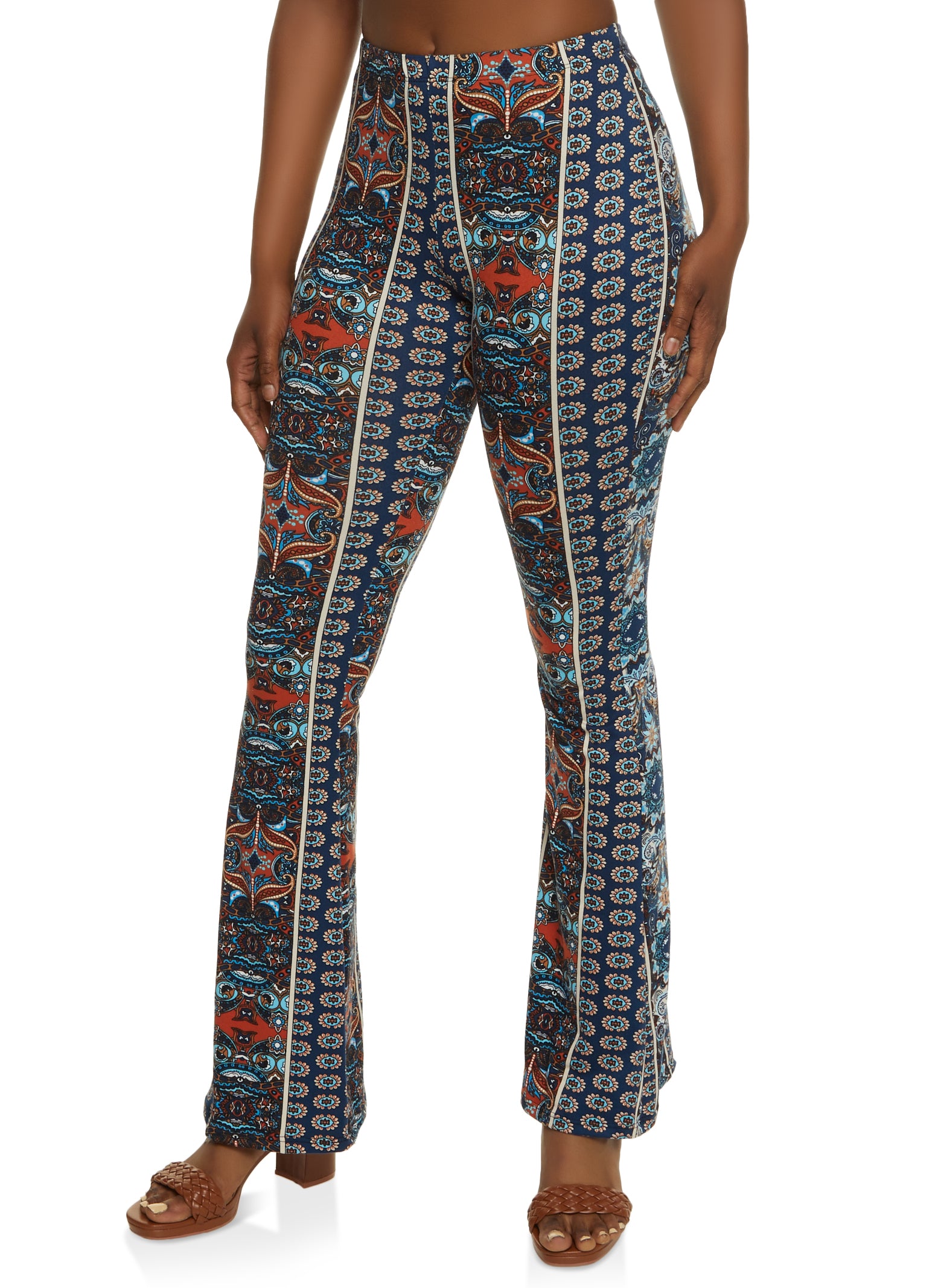 Border Print Flared Pants