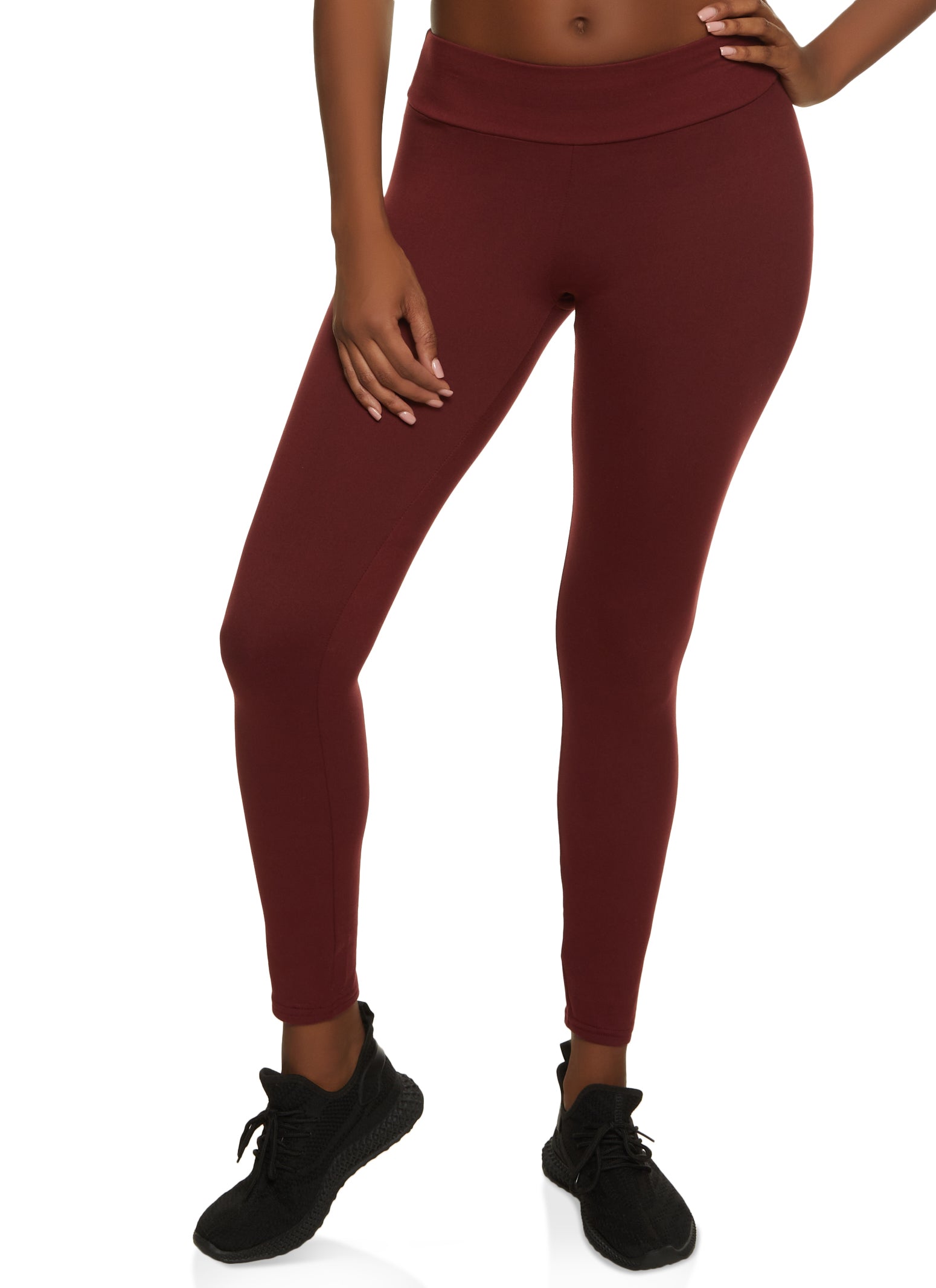 wholesale Solid Fleece Leggings Plus Size D.Red