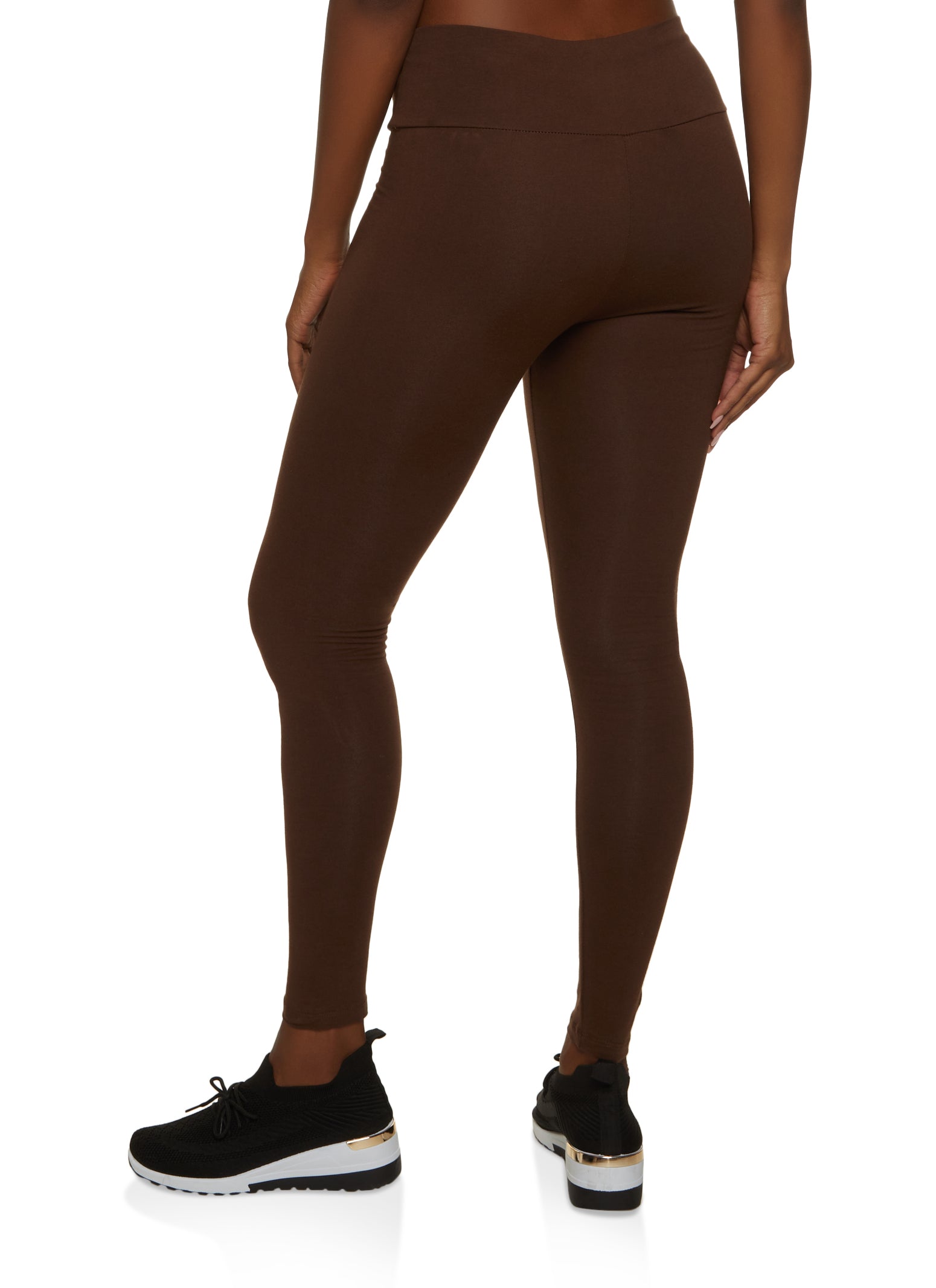 Solid High Rise Leggings - Brown