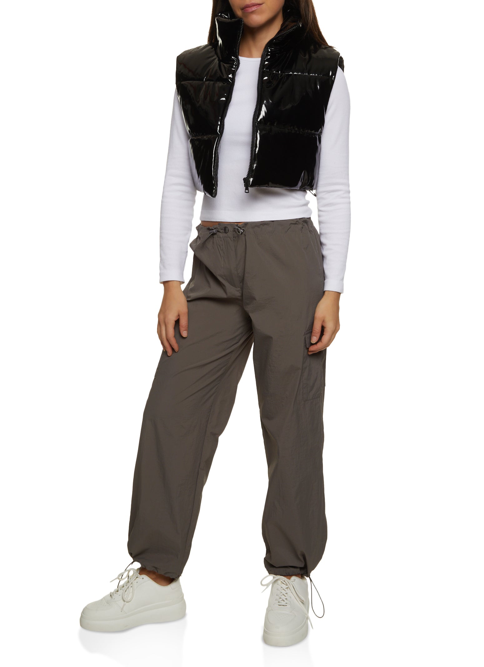 Nylon Parachute Pants - Gray