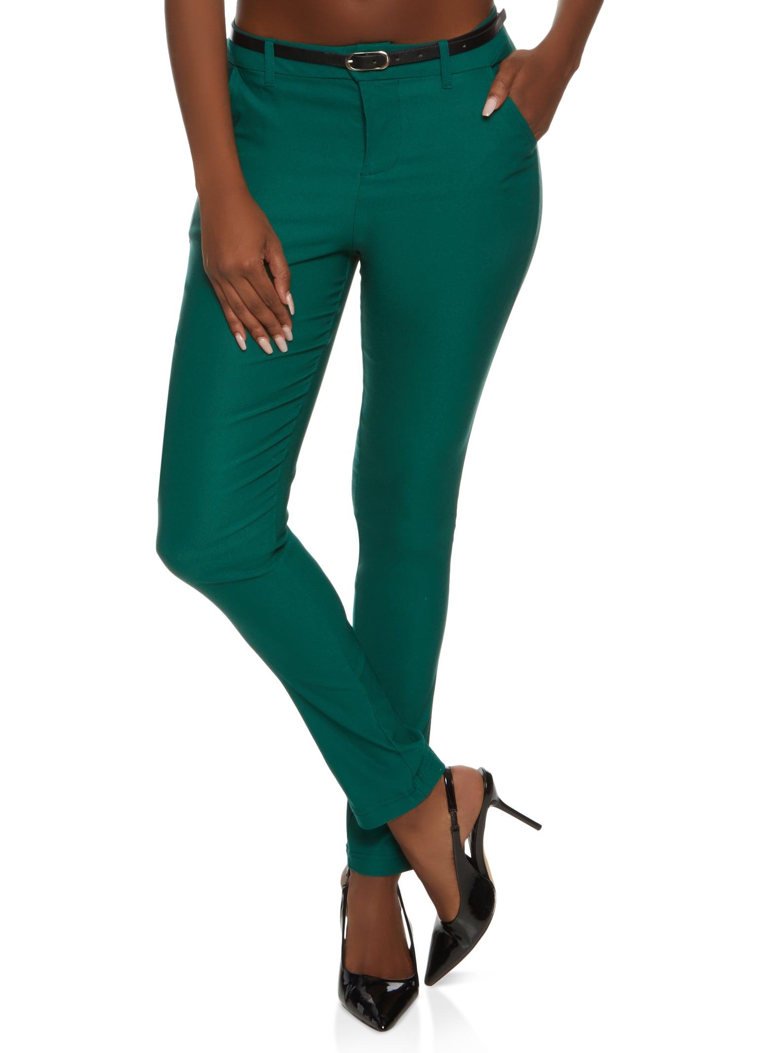 Women's belted clearance dress pants