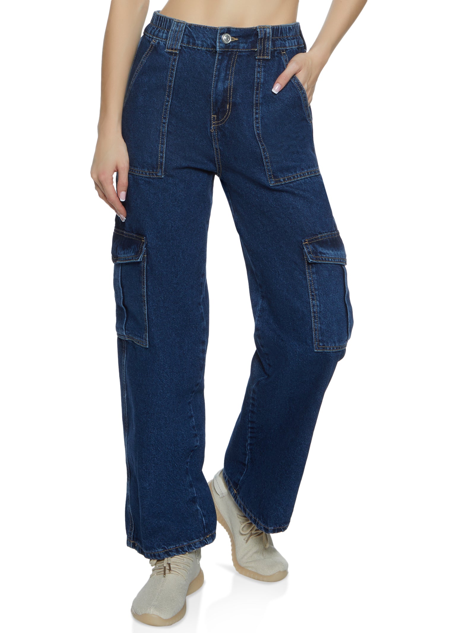 Wide Leg Cargo Pants Women Jeans Vintage Street Distressed Wash