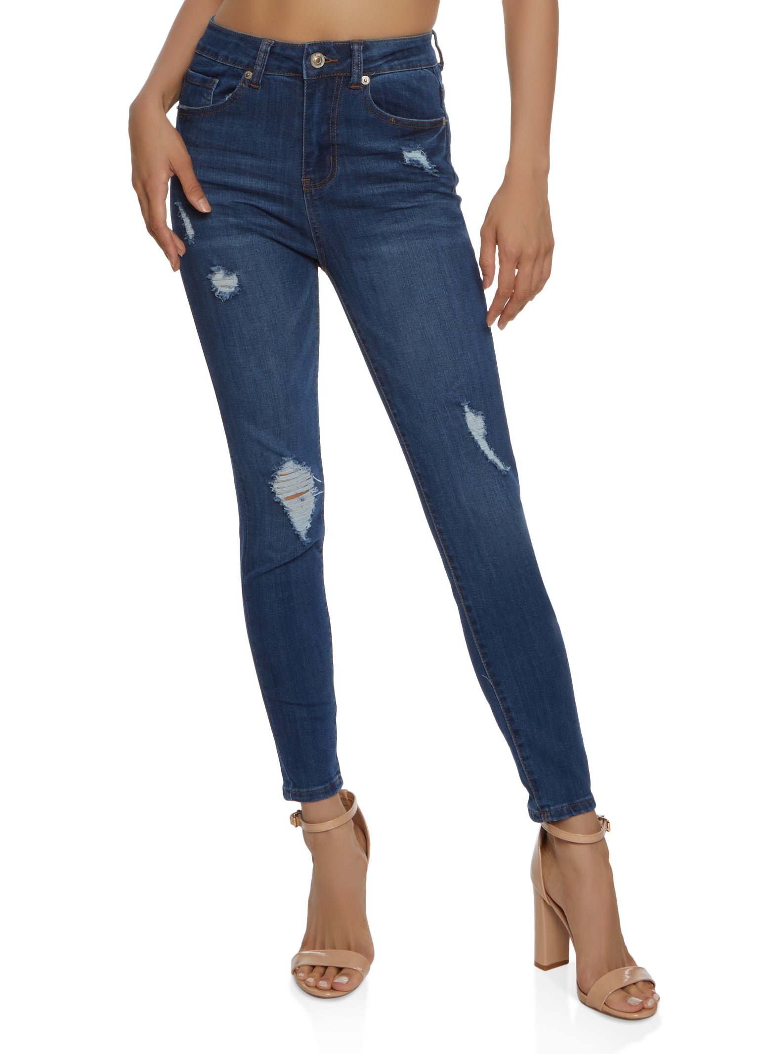 WAX Stretch Distressed High Waisted Jeans
